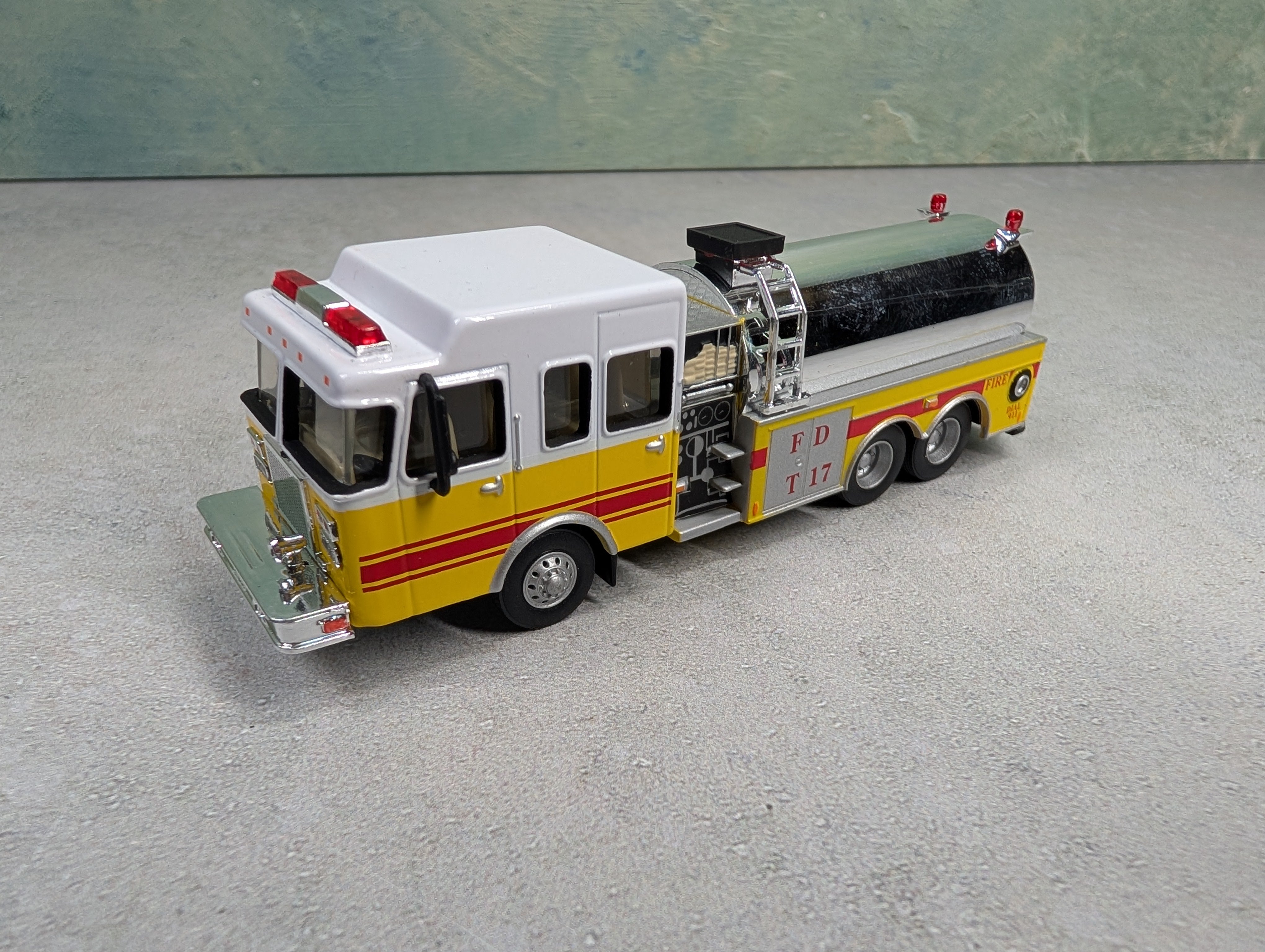 USED Boley HO Scale Yellow Emergency Tanker Fire Truck Die Cast w/ Plastic