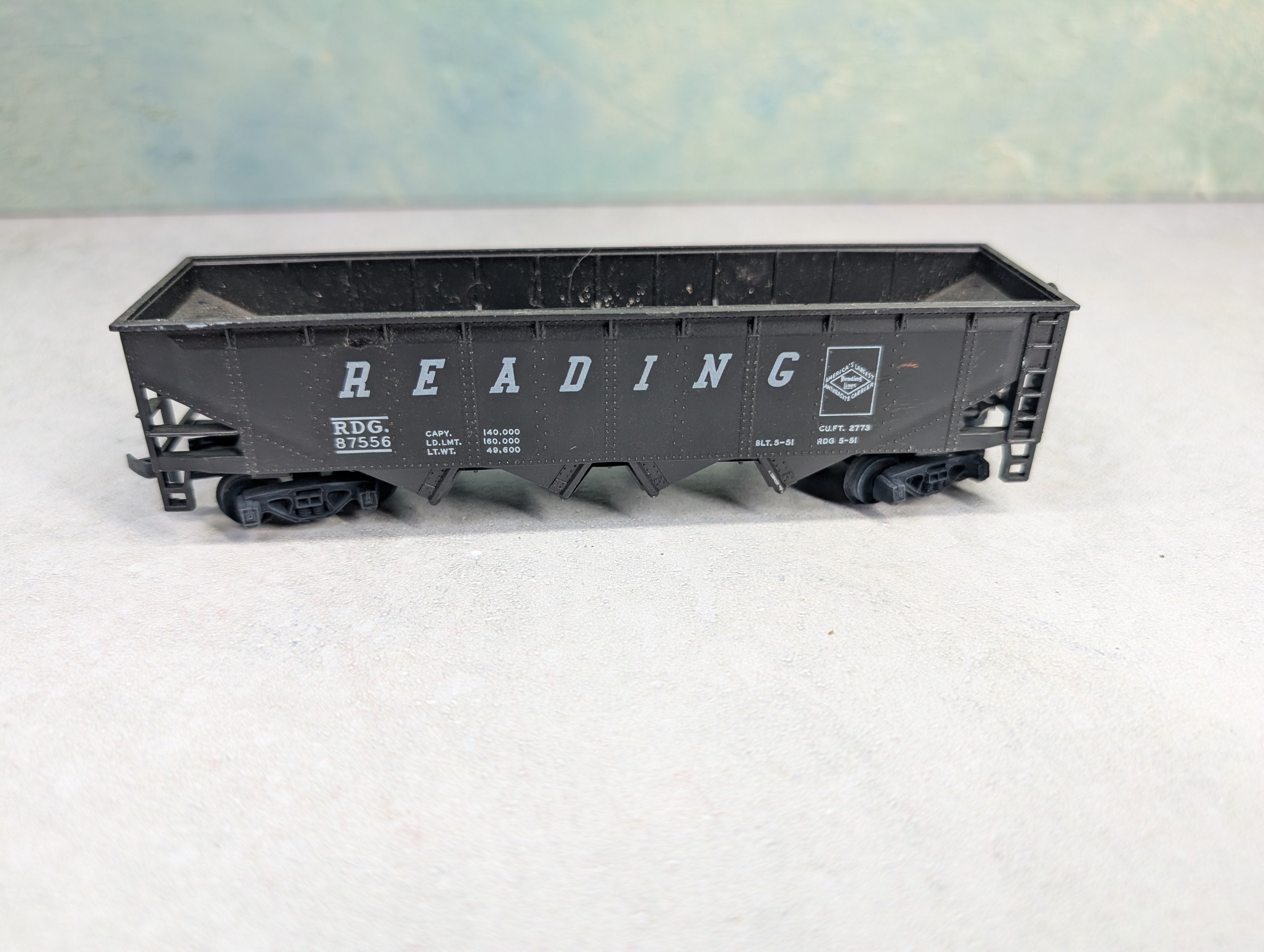 USED Tyco HO Scale Quad Hopper Reading RDG #87556