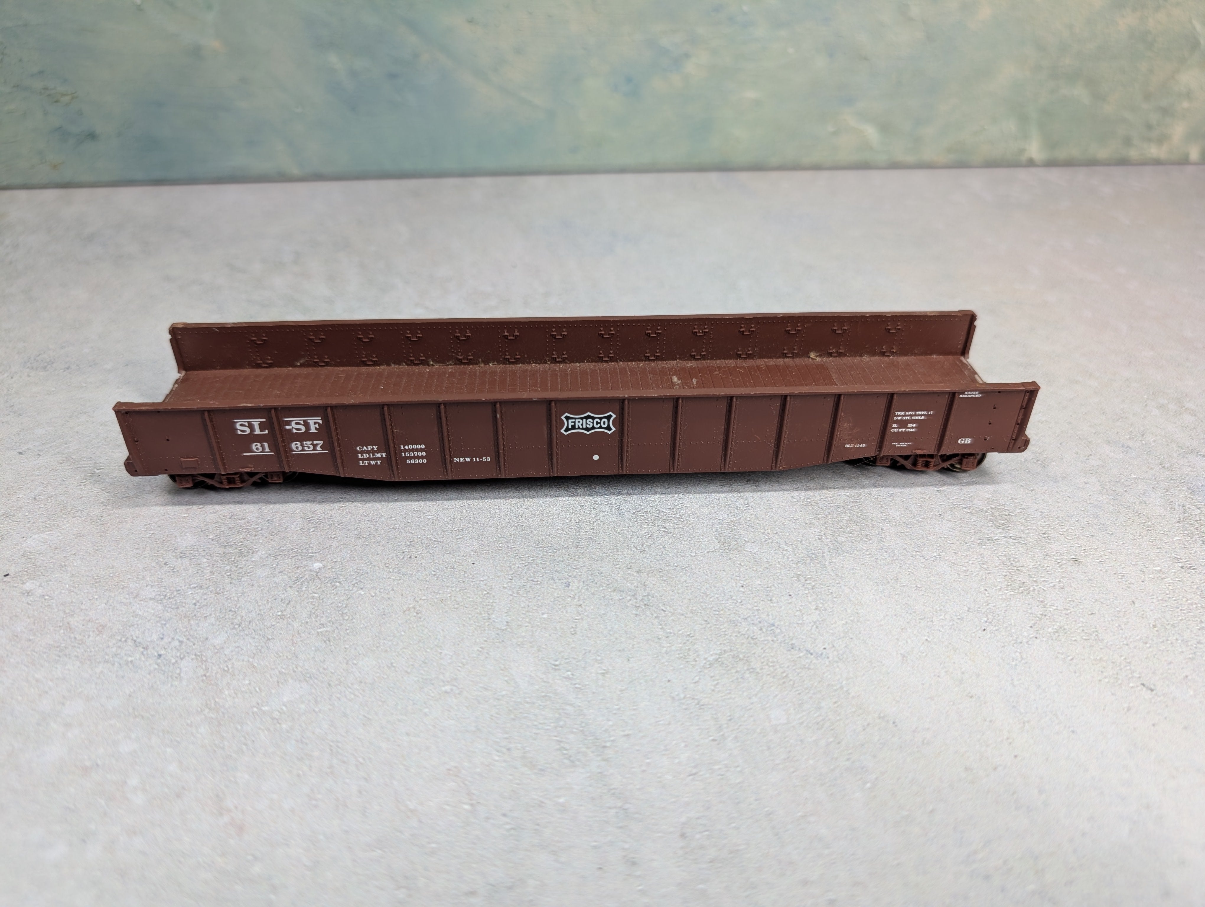 USED Life-Like HO Scale Proto 2000 52'6" Drop-End Mill Gondola Frisco SLSF #61657