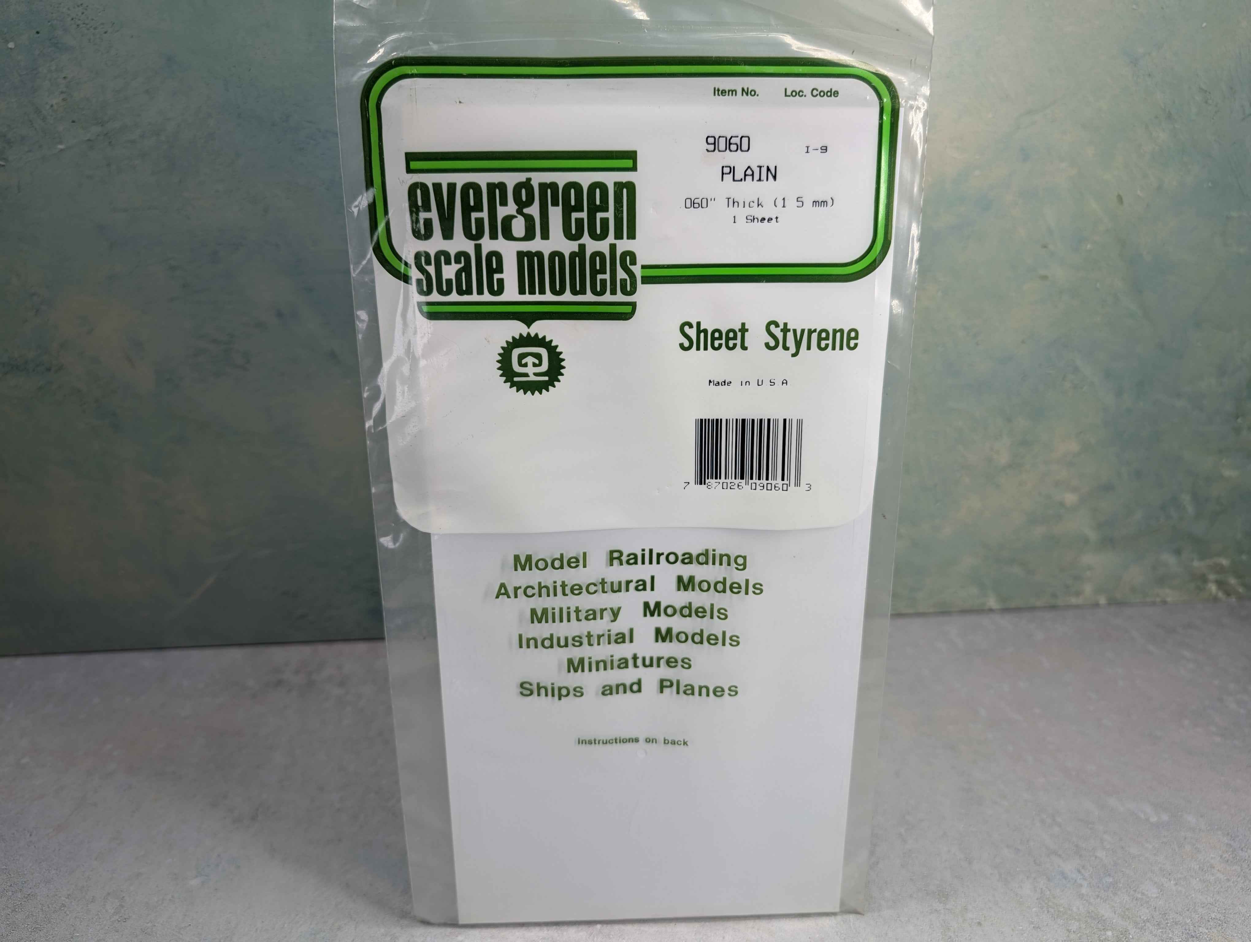 Evergreen Scale Models 9060 MULTI Scale Sheet Styrene Plain White 060" Thick (1 Sheet)
