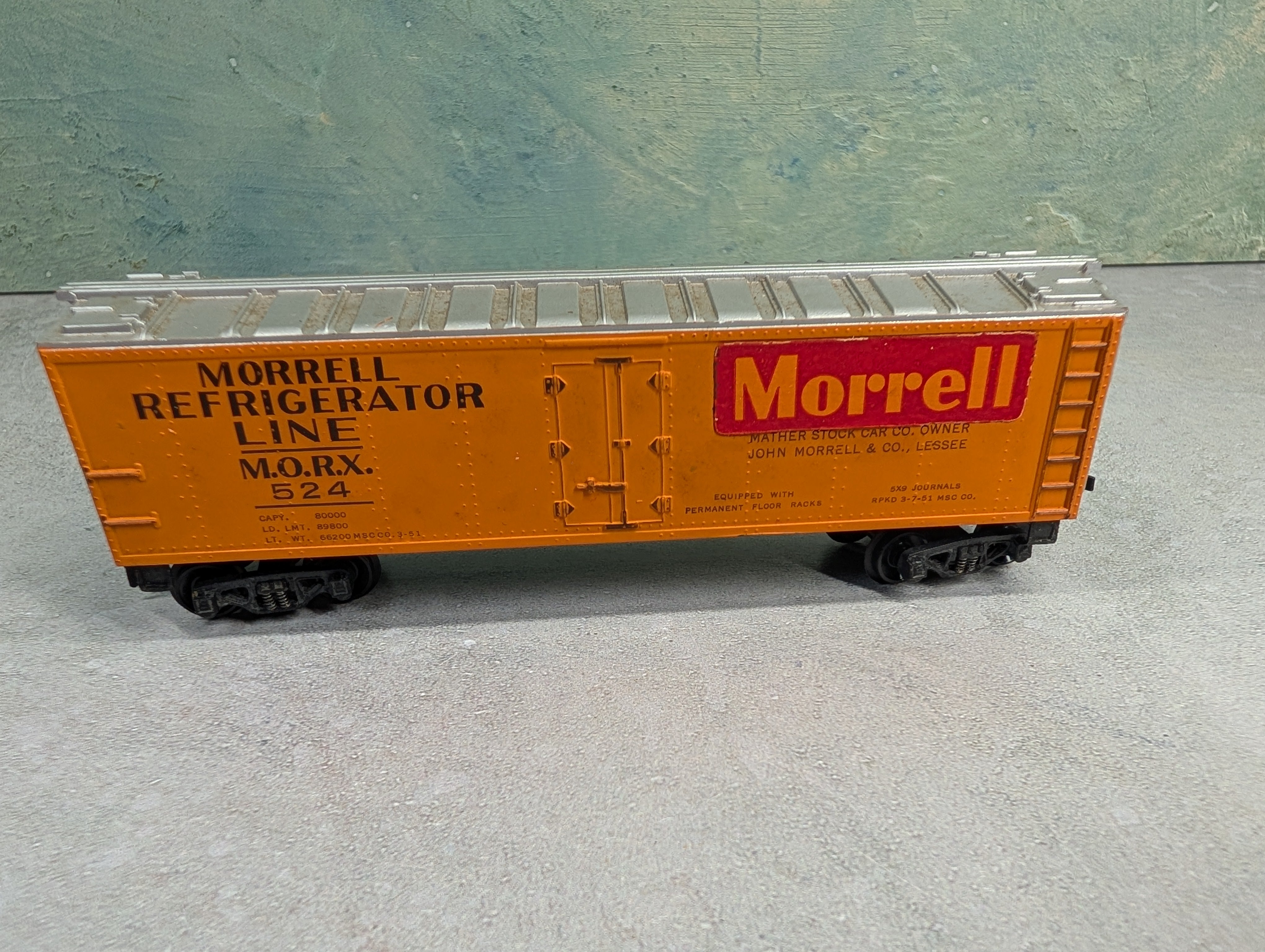 USED Gilbert HO Scale 40' Reefer Box Car Morrell MORX #524