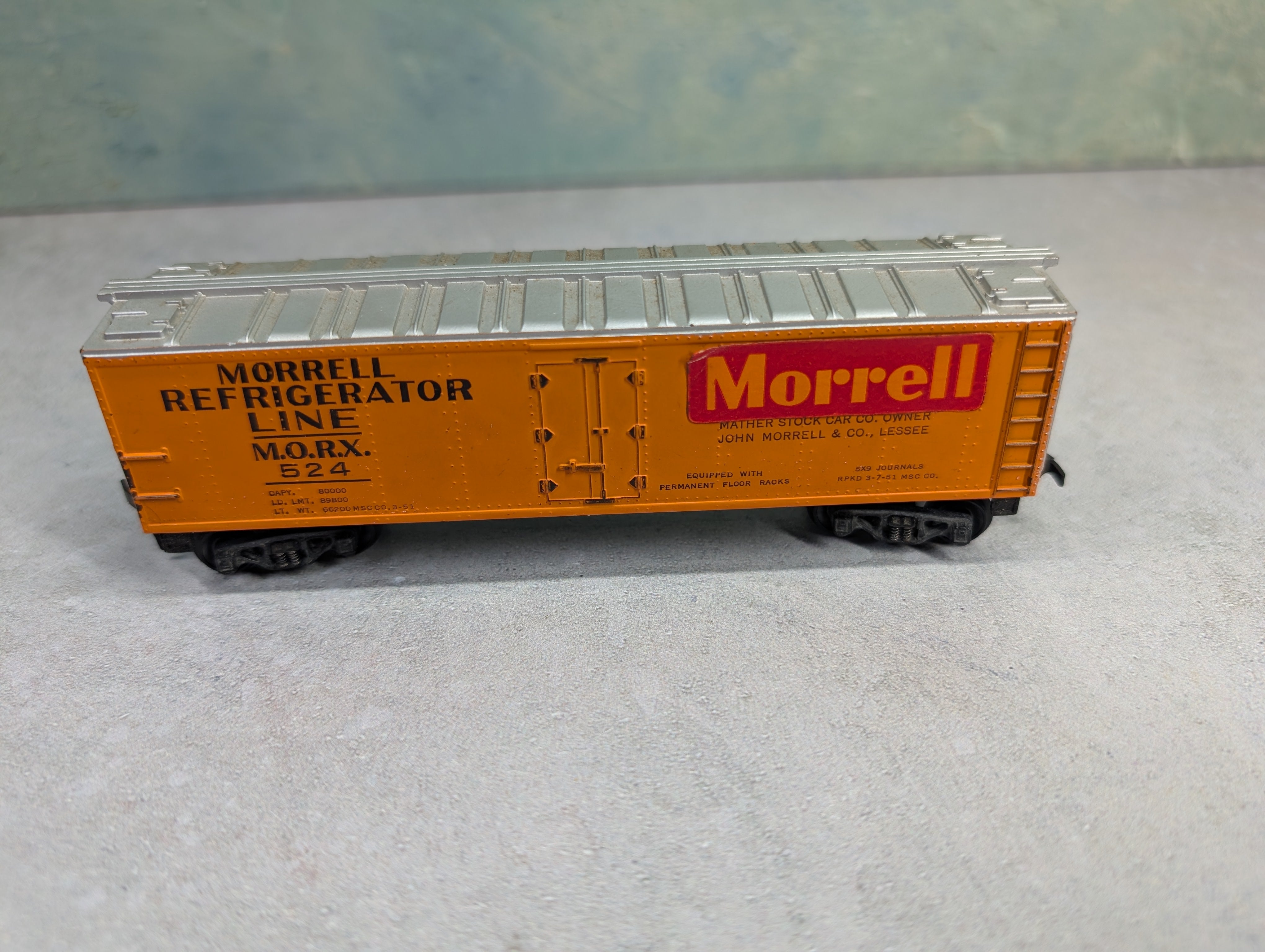 USED Gilbert HO Scale 40' Reefer Box Car Morrell MORX #524