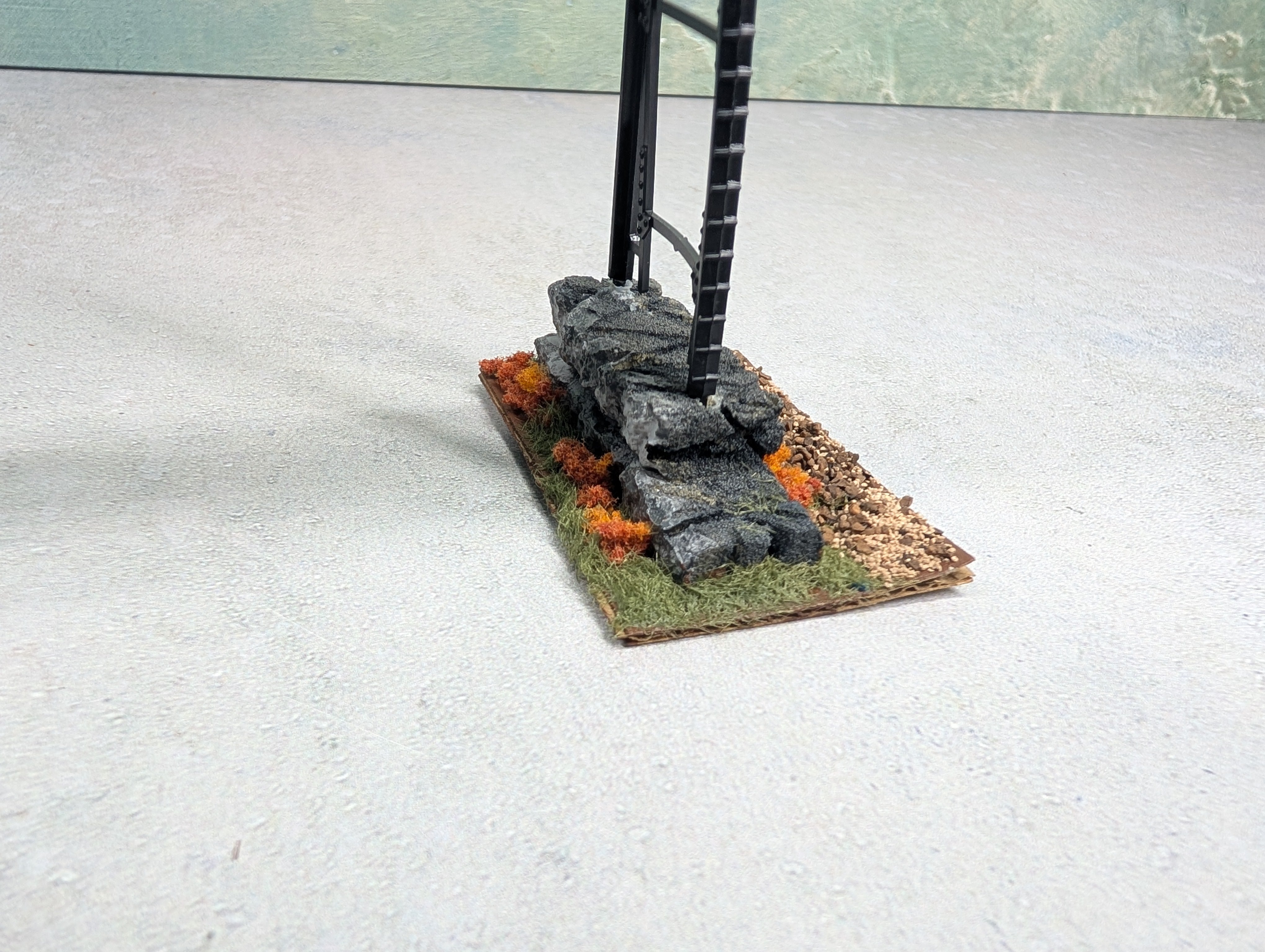 USED HO Scale Signal Bridge w/ Stone Bases