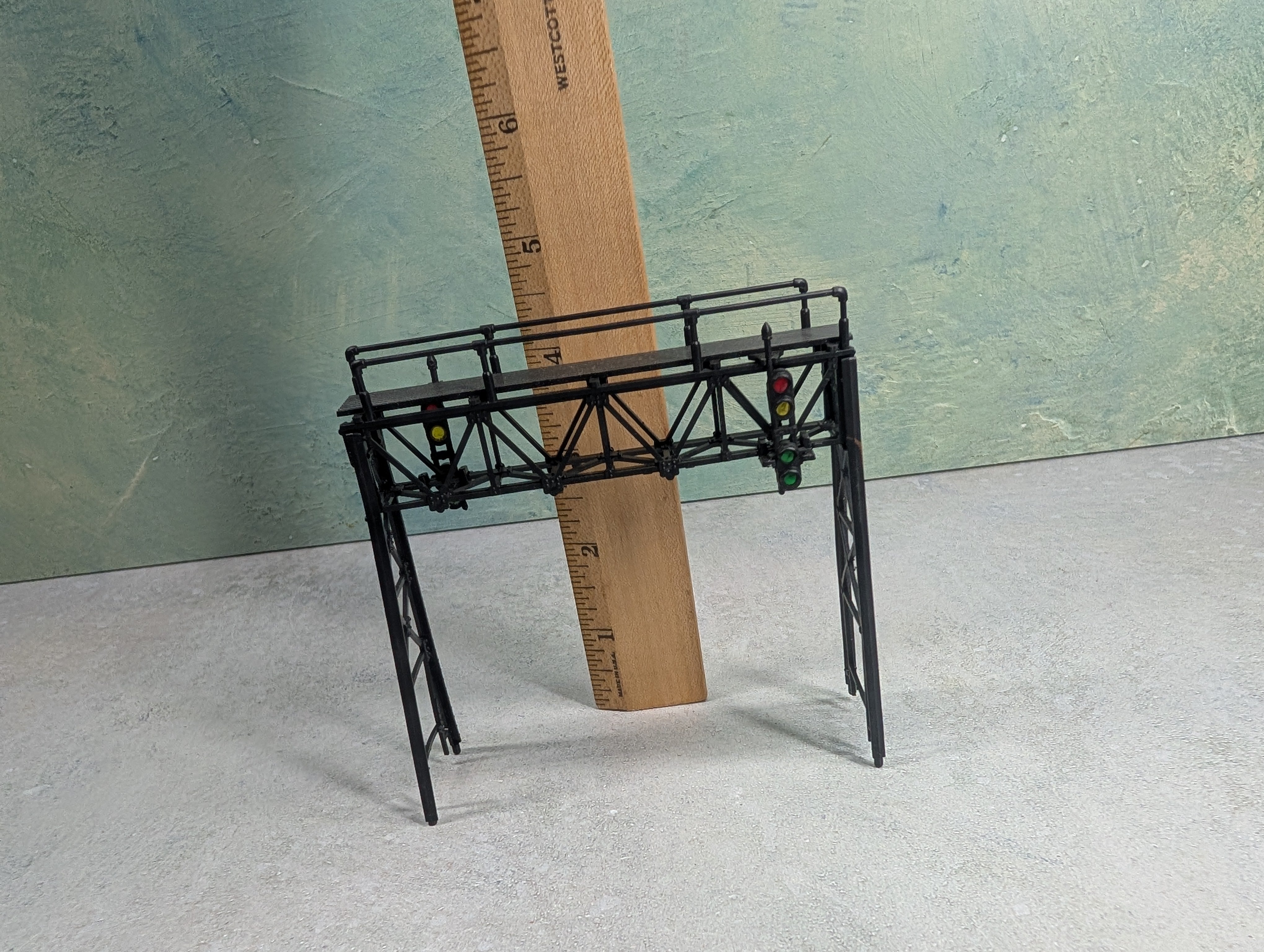 USED HO Scale Signal Bridge w/ Stone Bases