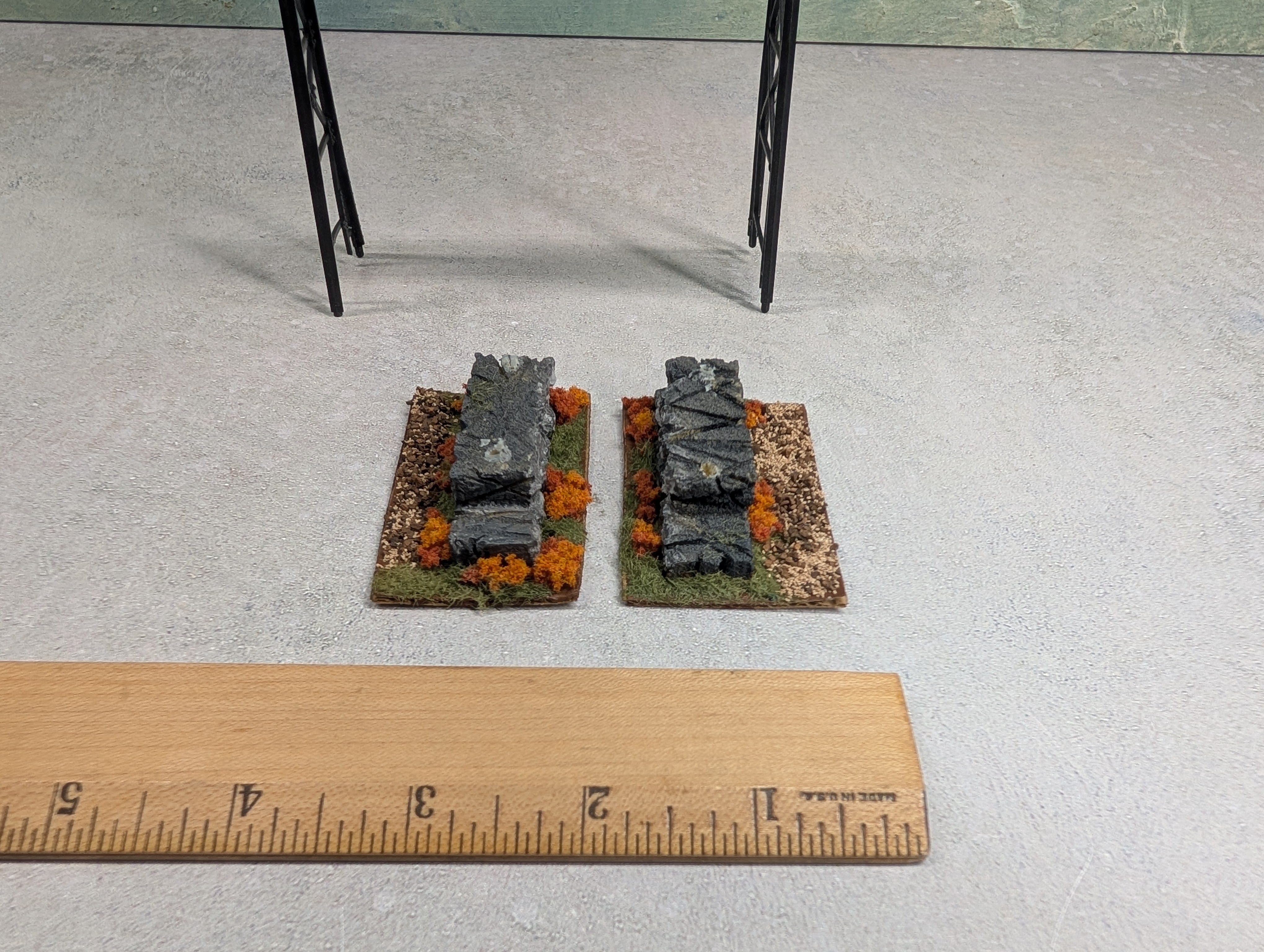 USED HO Scale Signal Bridge w/ Stone Bases