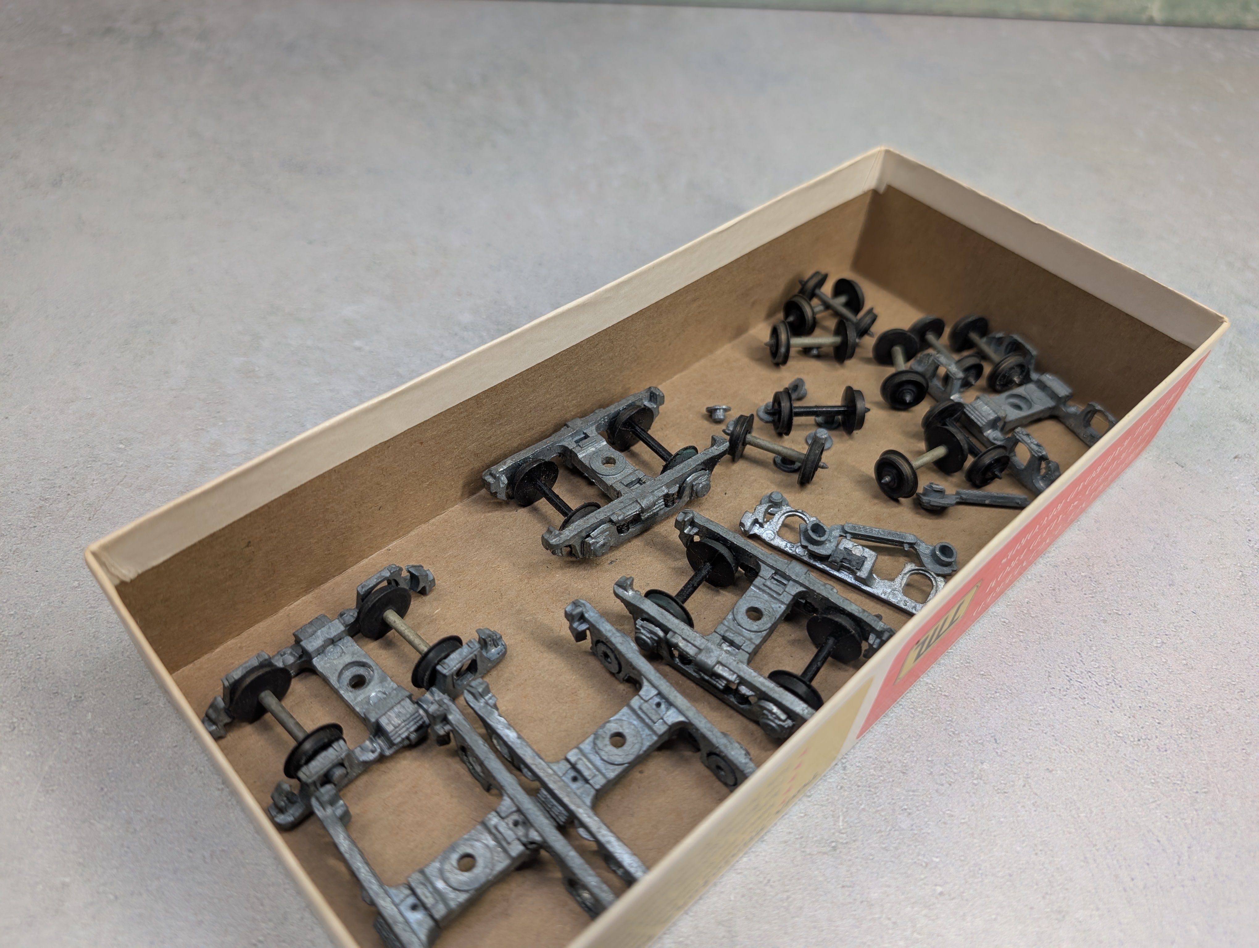 USED Varney HO Scale Lot of Passenger Trucks, Wheels, and Bearing Caps
