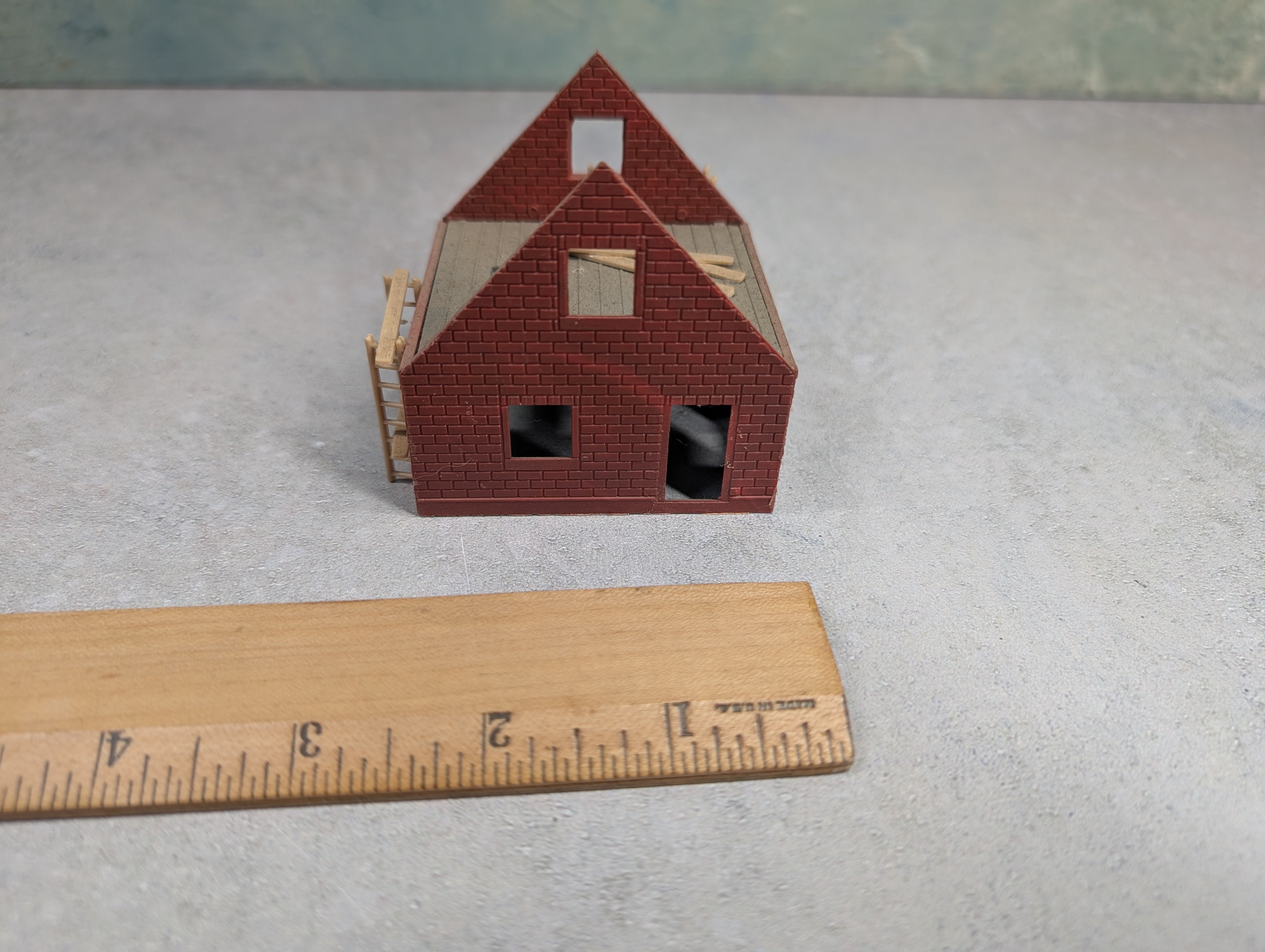 USED HO Scale Brick Home Under Construction