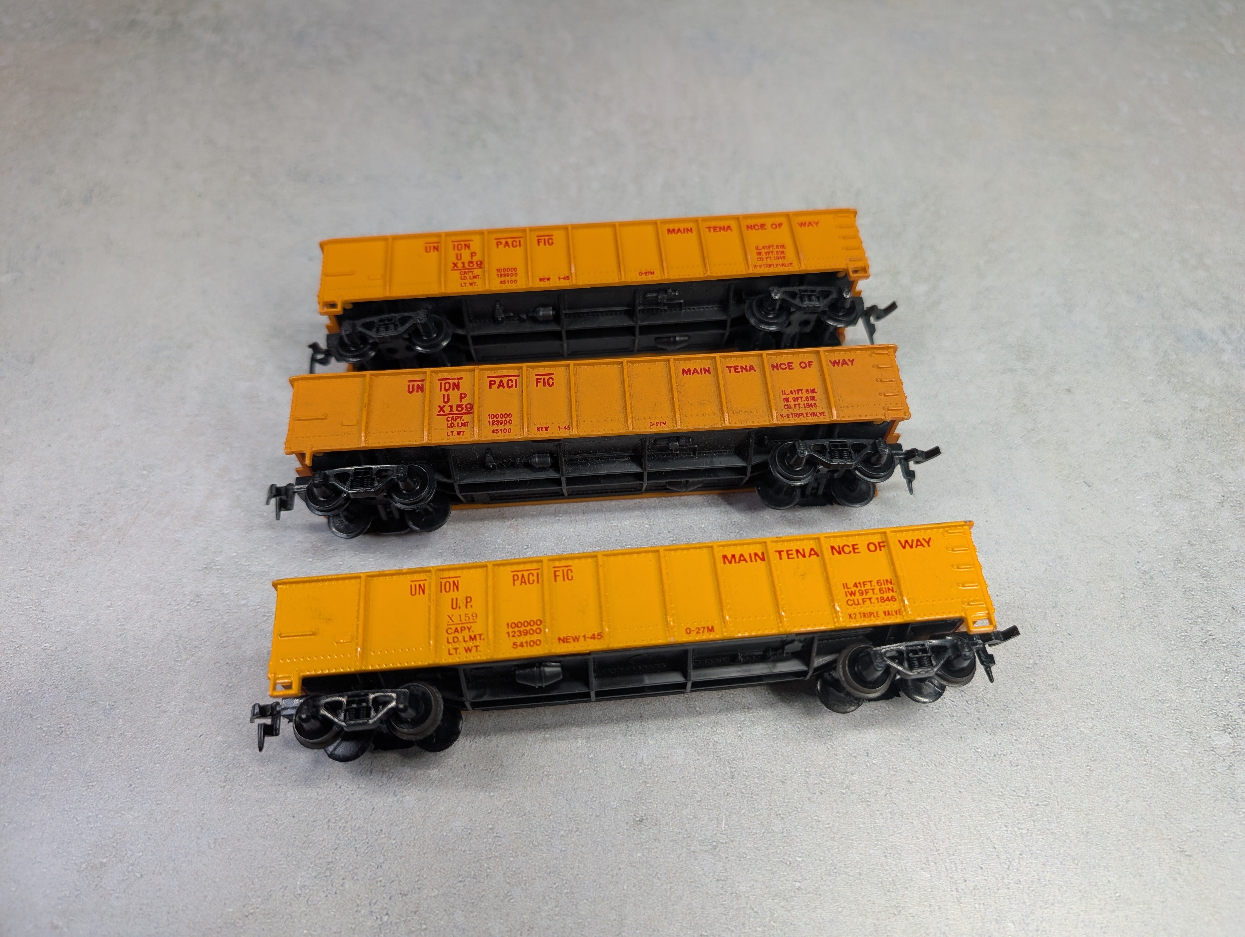 USED Tyco HO Scale Lot of 40' Gondolas Union Pacific UP #X159 MOW (3 pcs)