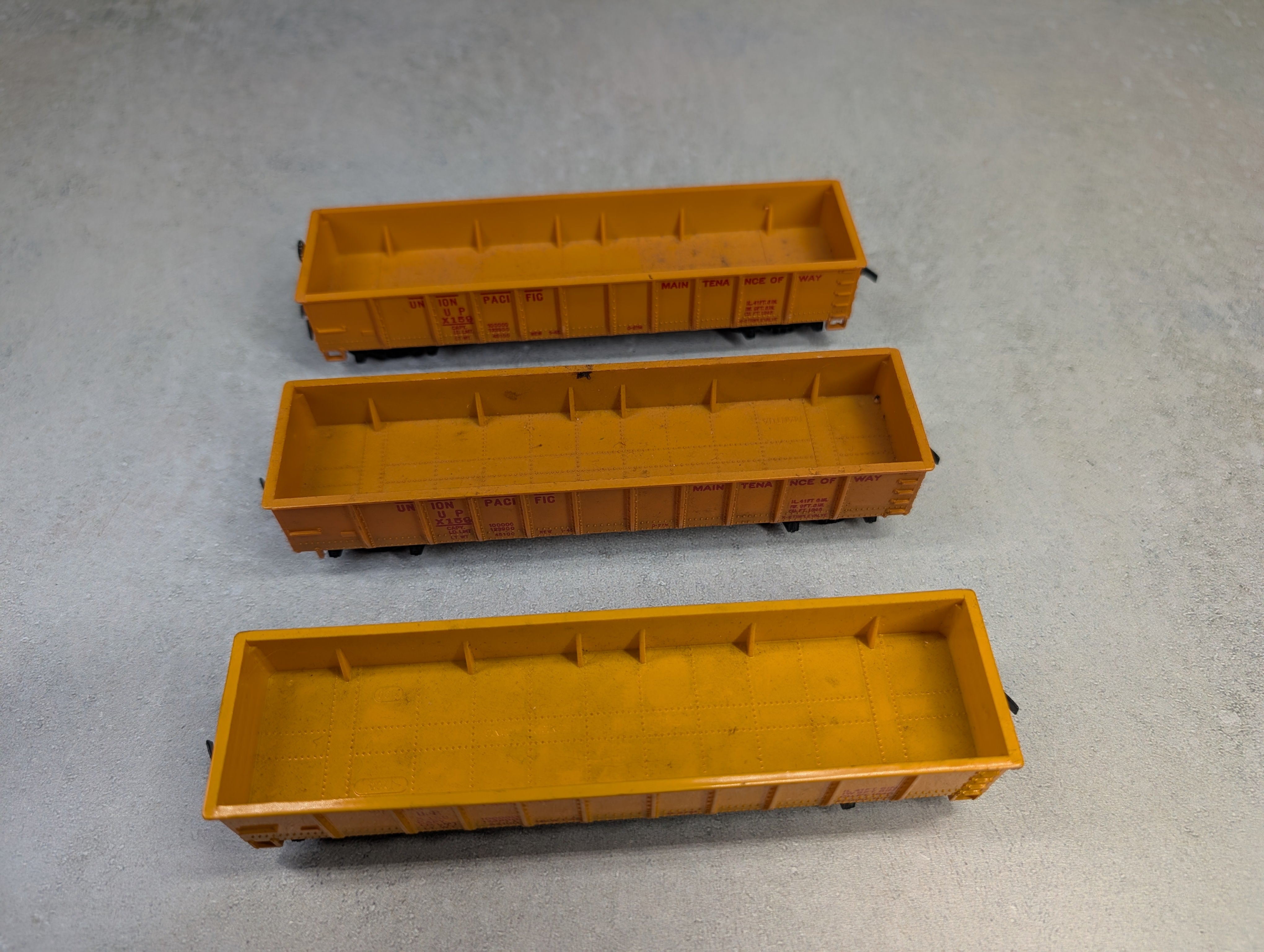 USED Tyco HO Scale Lot of 40' Gondolas Union Pacific UP #X159 MOW (3 pcs)
