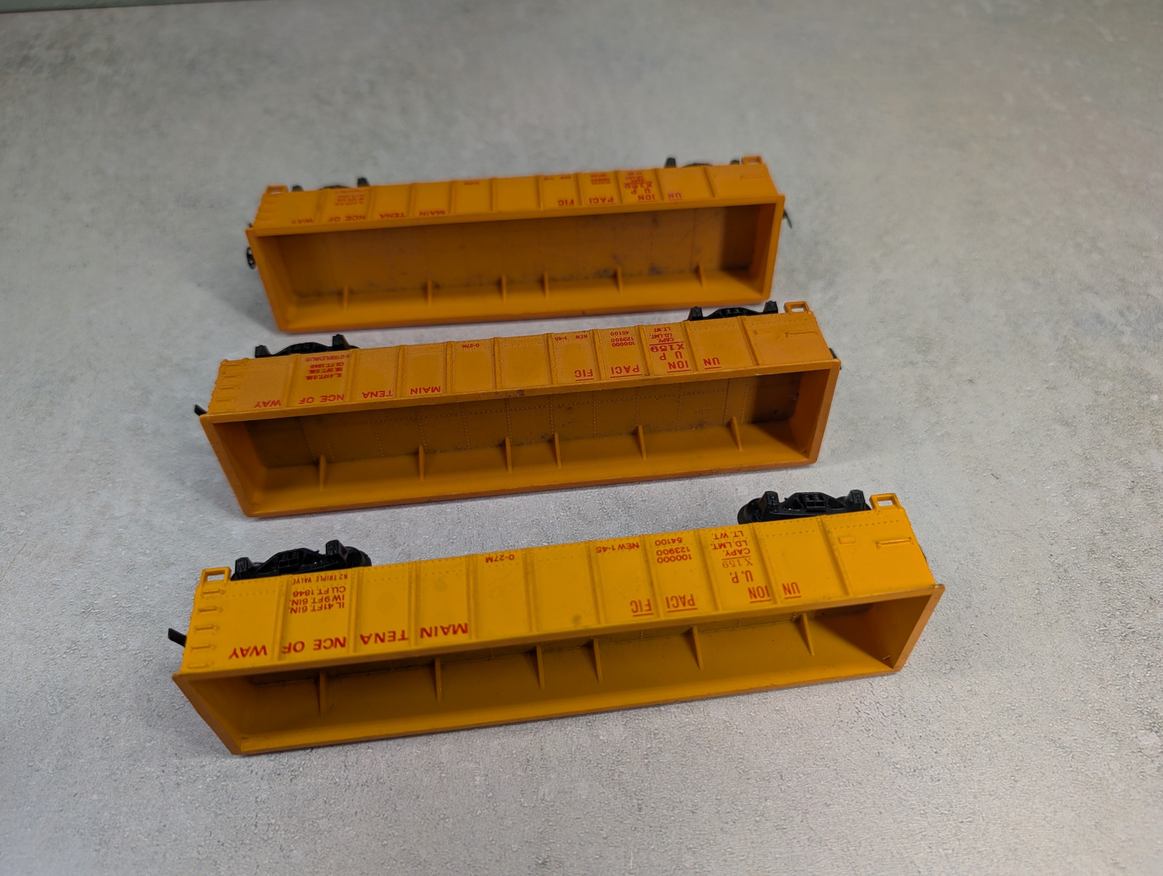 USED Tyco HO Scale Lot of 40' Gondolas Union Pacific UP #X159 MOW (3 pcs)