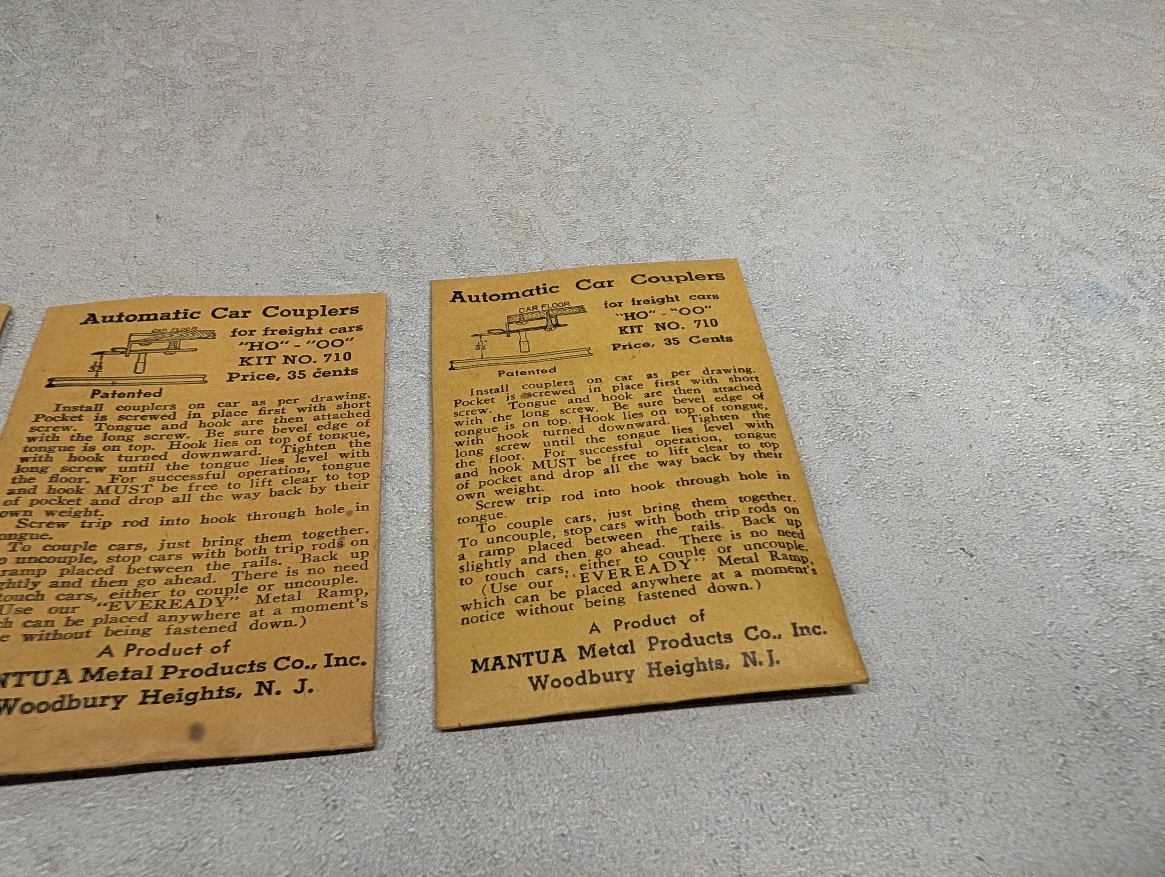 USED Mantua 710 HO Scale Lot of Automatic Car Couplers for Metal or Wood Freight Cars