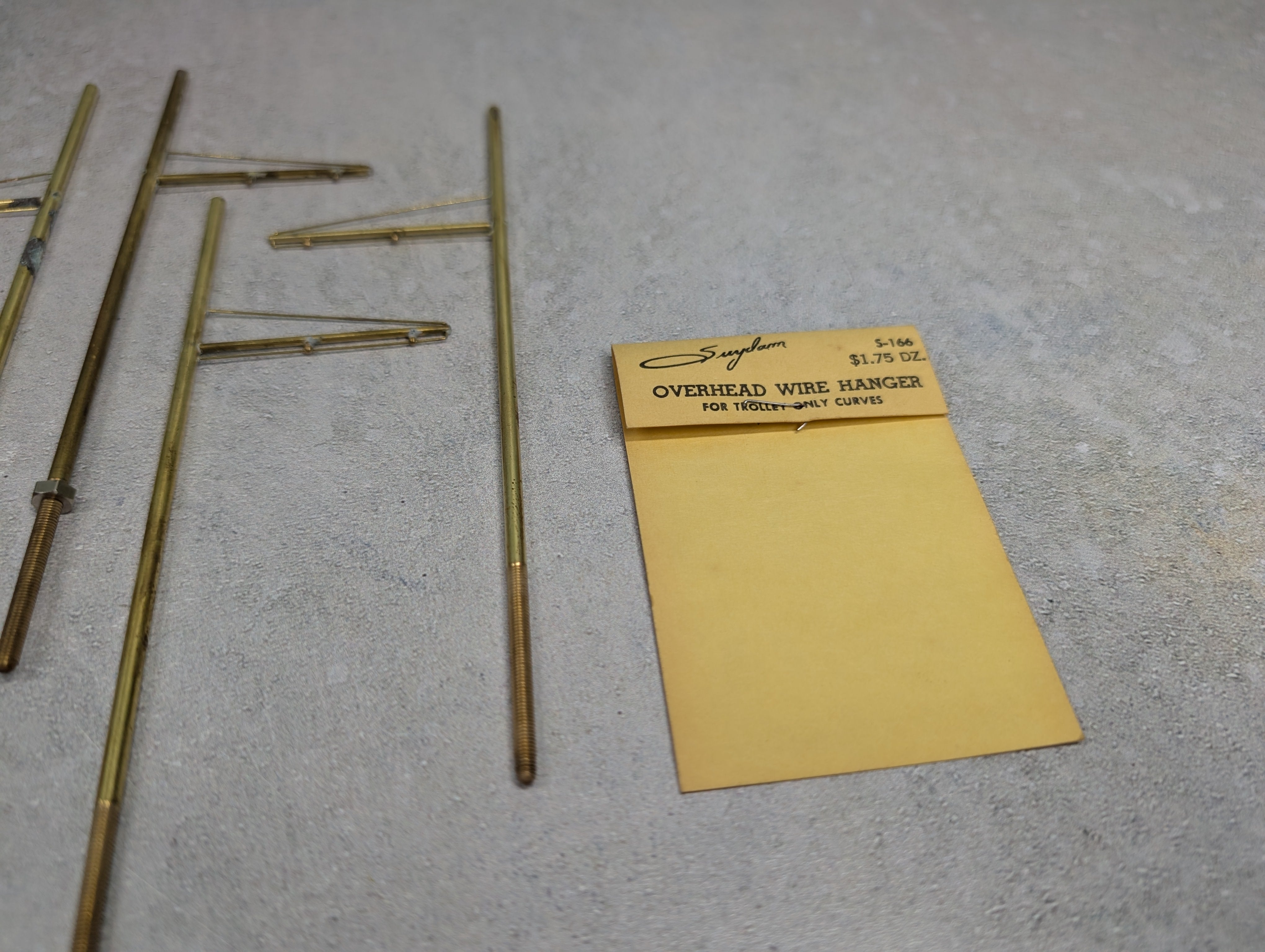 USED Suydam S167 HO Scale Brass Trolley Line Poles & S-166 Overhead Wire Hangers