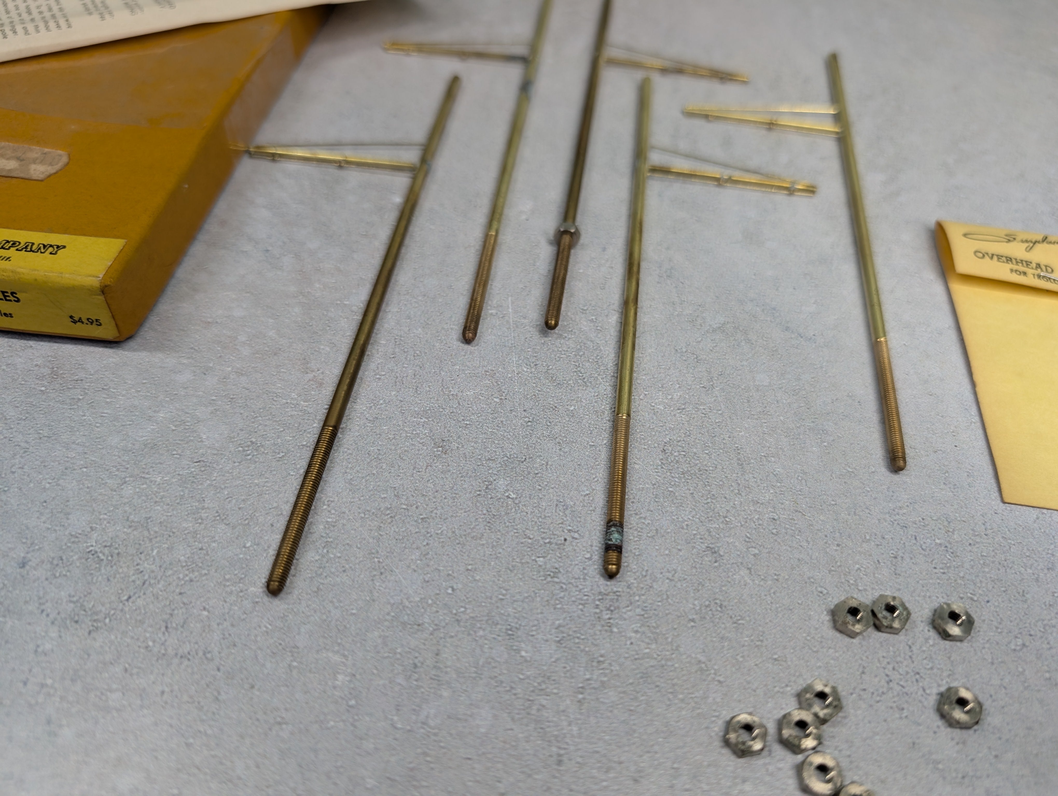 USED Suydam S167 HO Scale Brass Trolley Line Poles & S-166 Overhead Wire Hangers