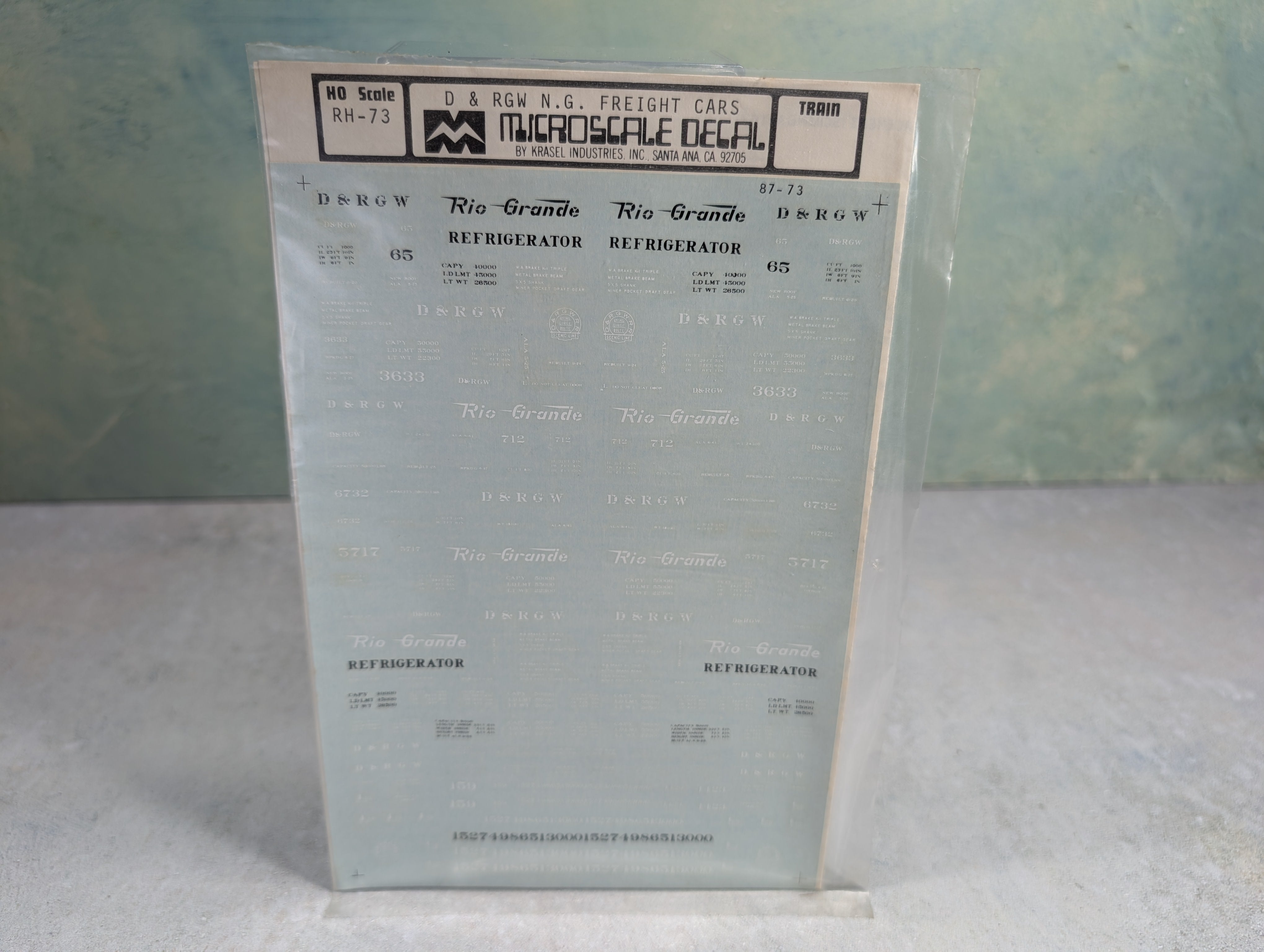 MICROSCALE RH-73 HO Scale Rio Grande D&RGW NG Freight Cars Decals