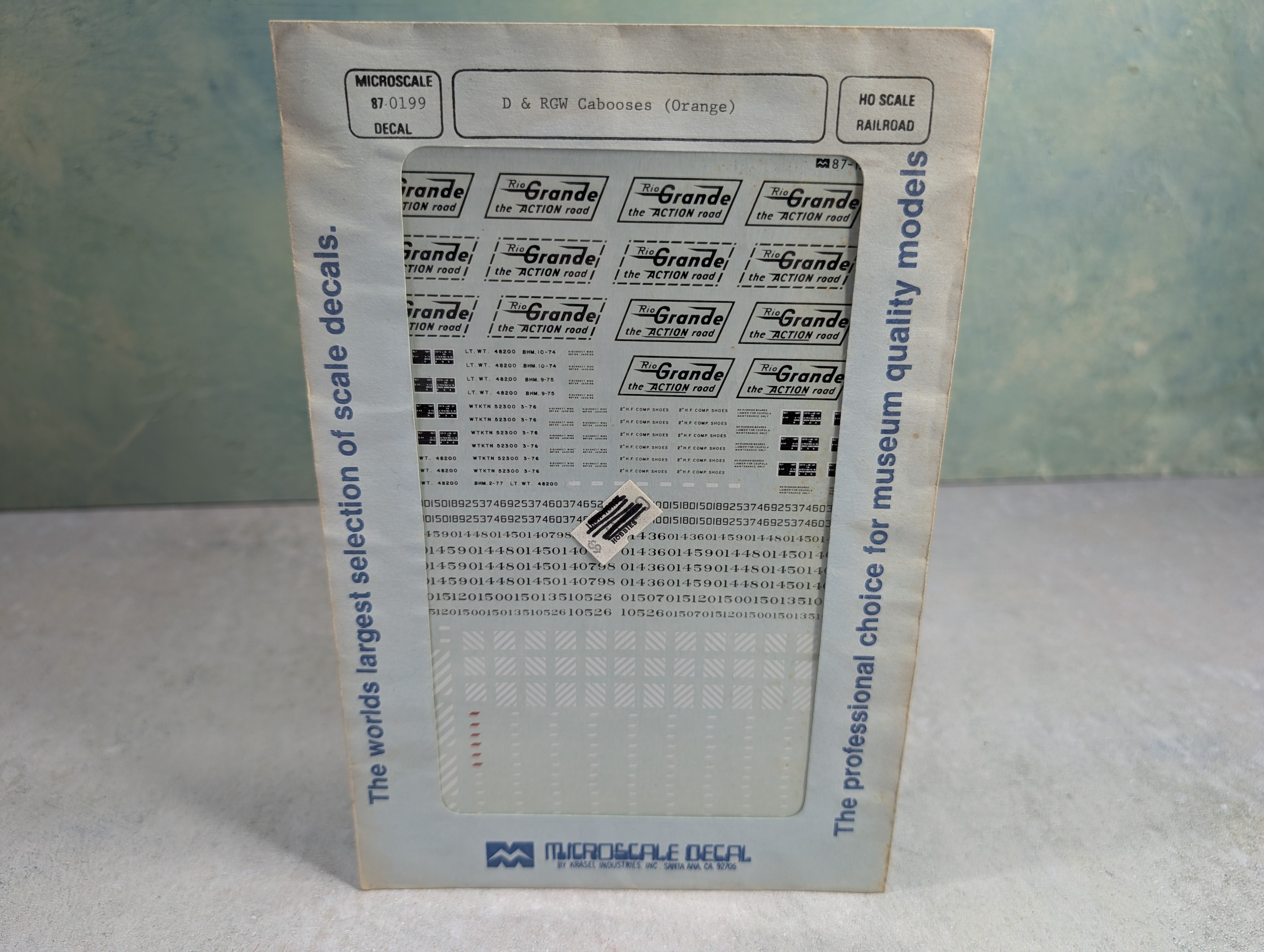 MICROSCALE 87-0199 HO Scale Rio Grande D&RGW Cabooses (Orange) Decals