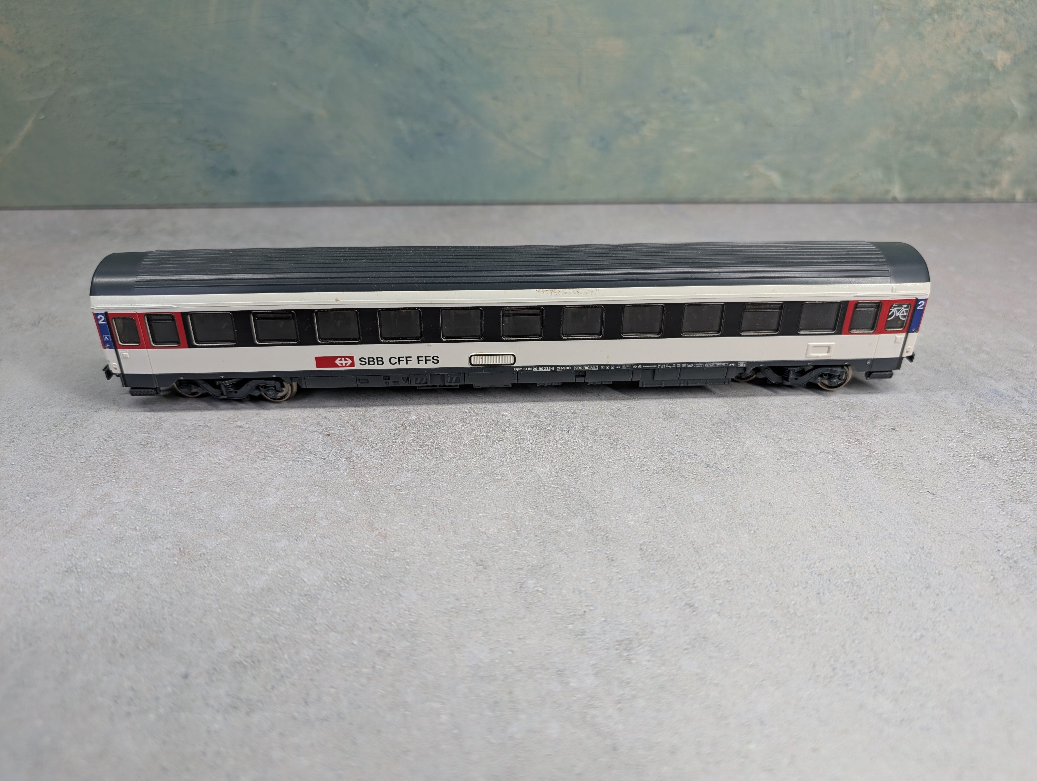 USED ROCO 54167 HO Scale 2nd Class Eurocity Compartment Coach Bpm Passenger Car Swiss Federal Railways