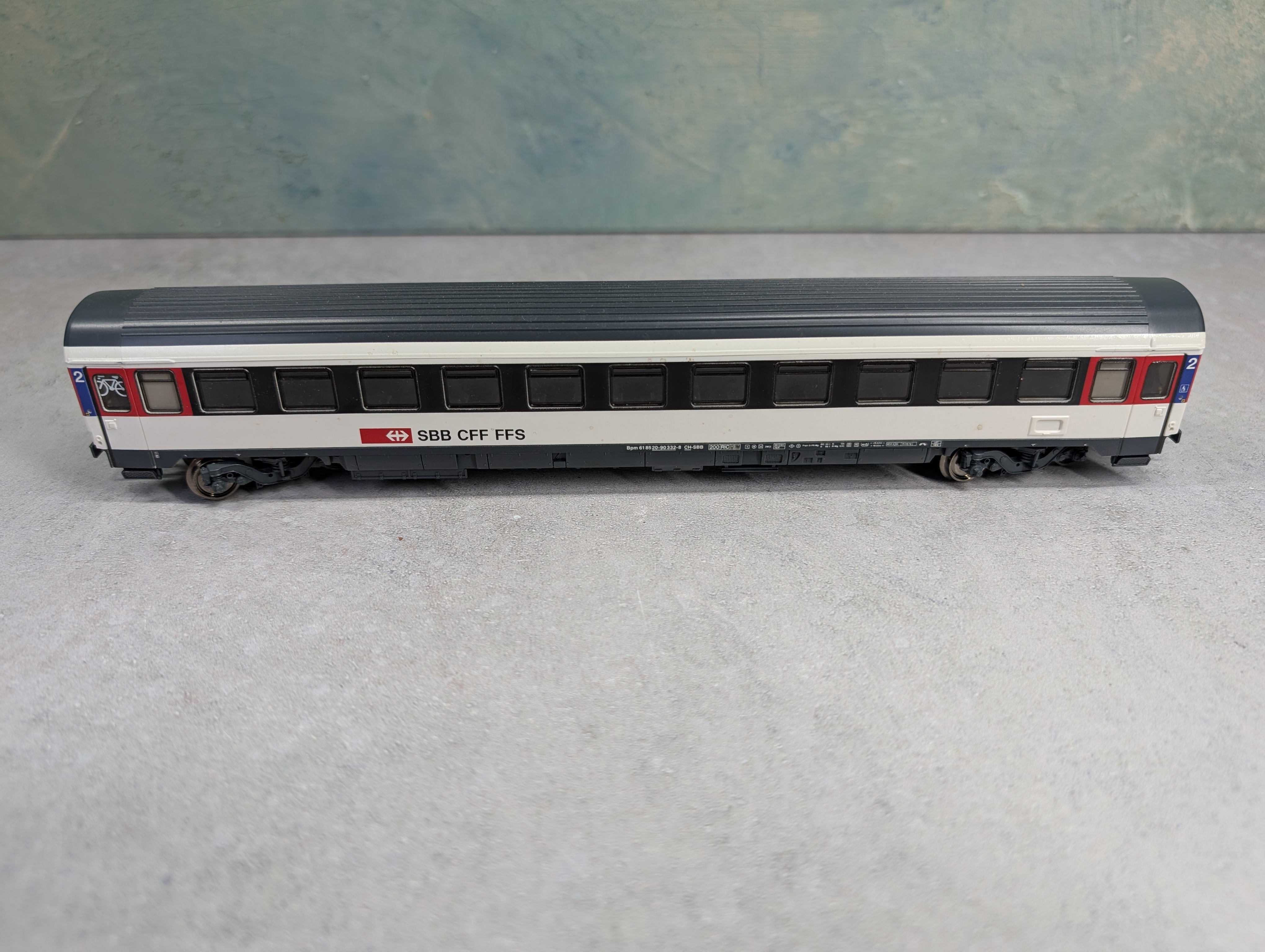 USED ROCO 54167 HO Scale 2nd Class Eurocity Compartment Coach Bpm Passenger Car Swiss Federal Railways