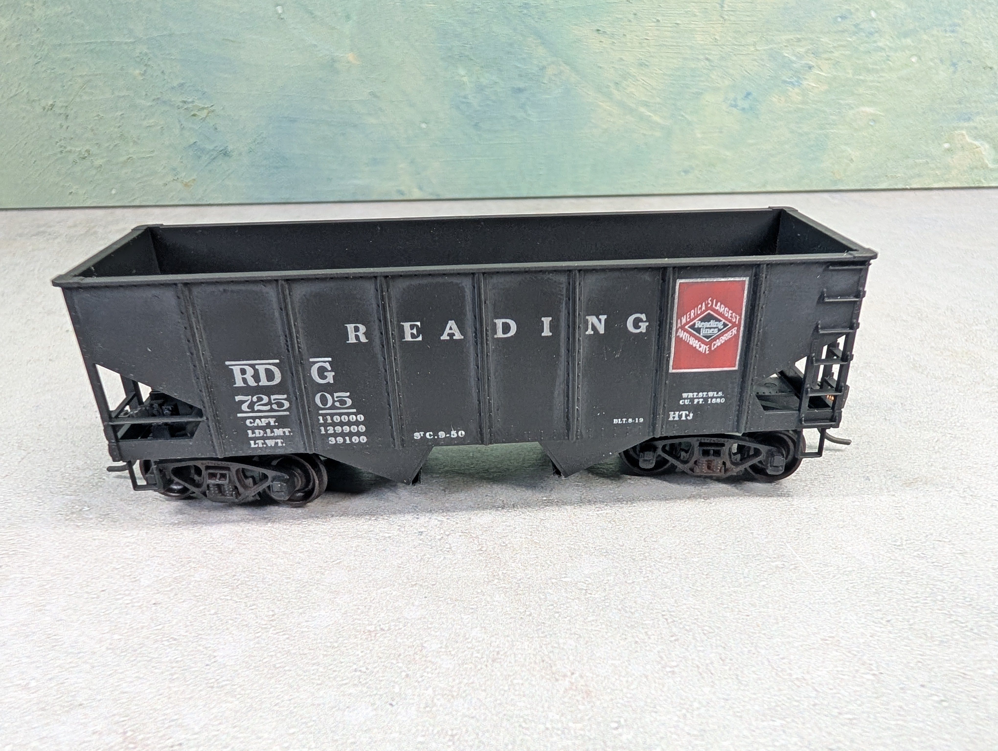 USED Accurail HO Scale 2 Bay Open Hopper Reading RDG #72505 Weathered