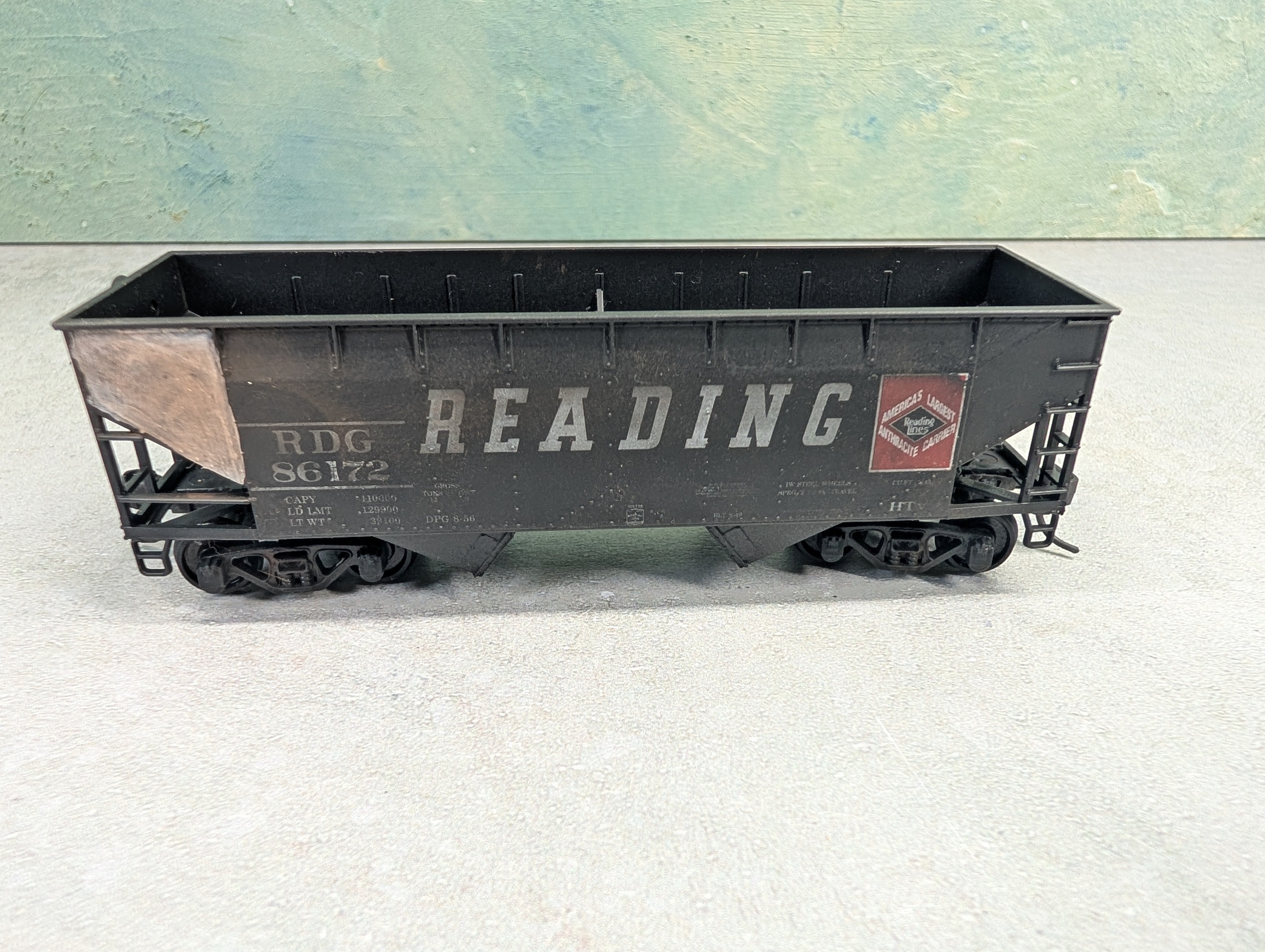 USED Athearn HO Scale 2 Bay Open Hopper Reading RDG #86172 Weathered