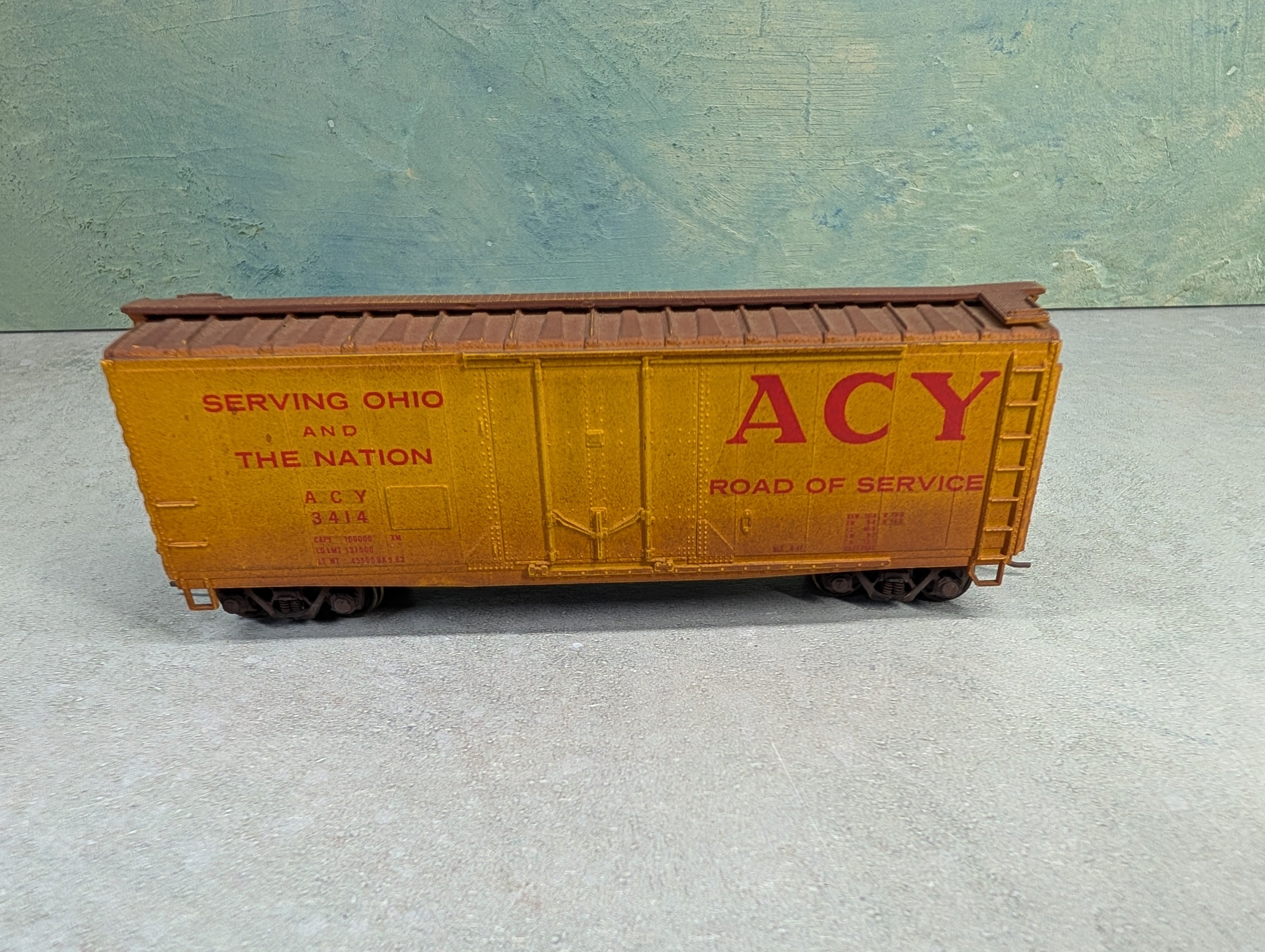 USED HO Scale 40' Box Car ACY #3414 Weathered