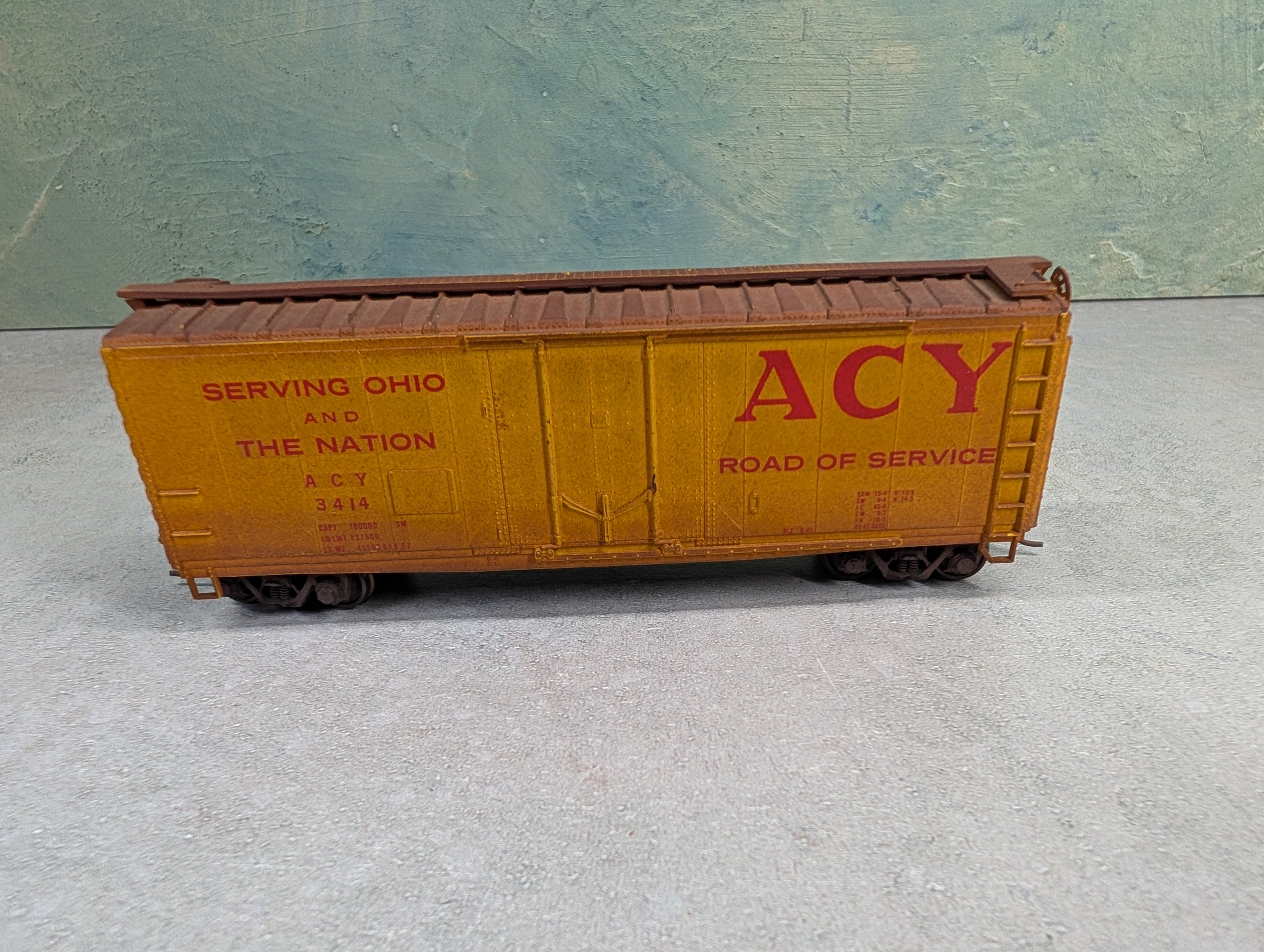 USED HO Scale 40' Box Car ACY #3414 Weathered
