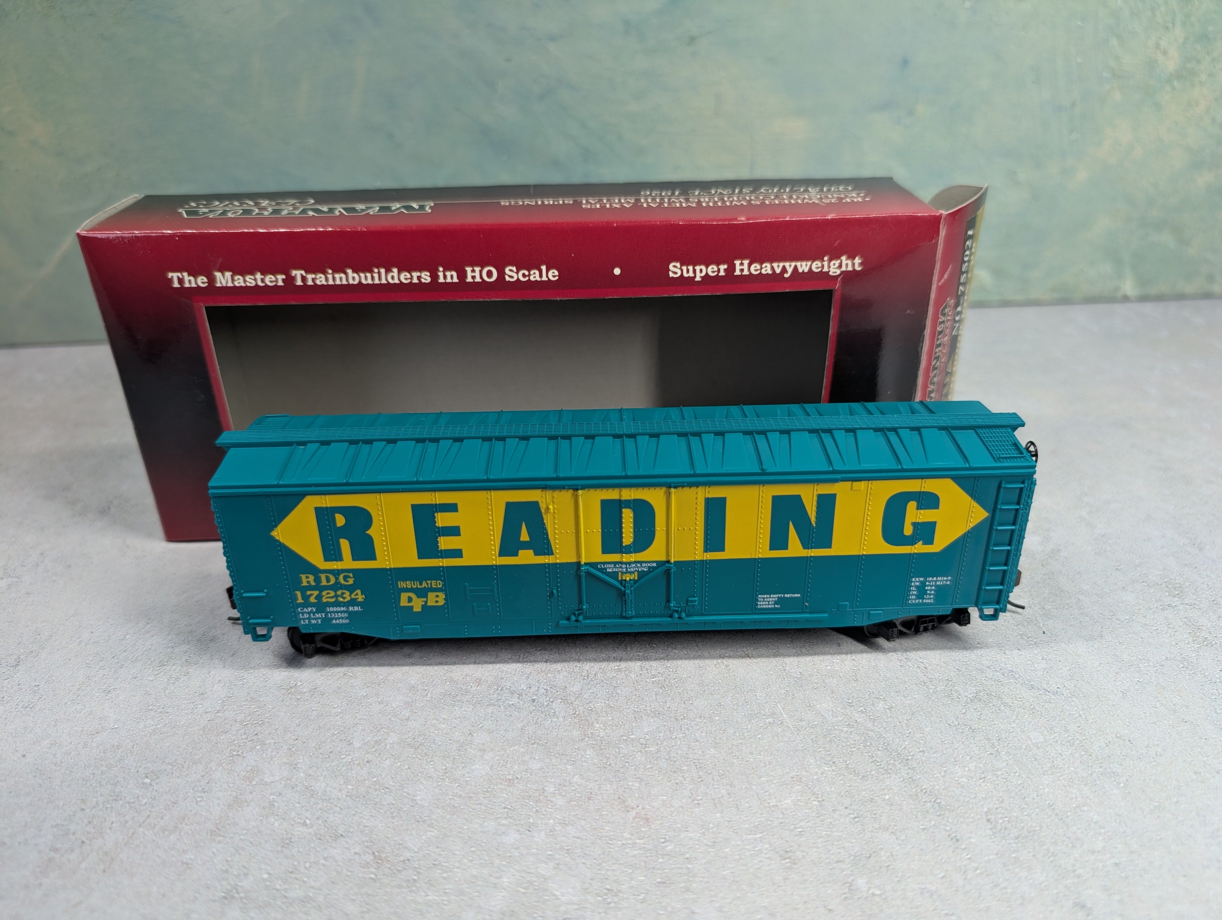 USED Mantua 755021 HO Scale 50' Plug Door Box Car Reading RDG #17234