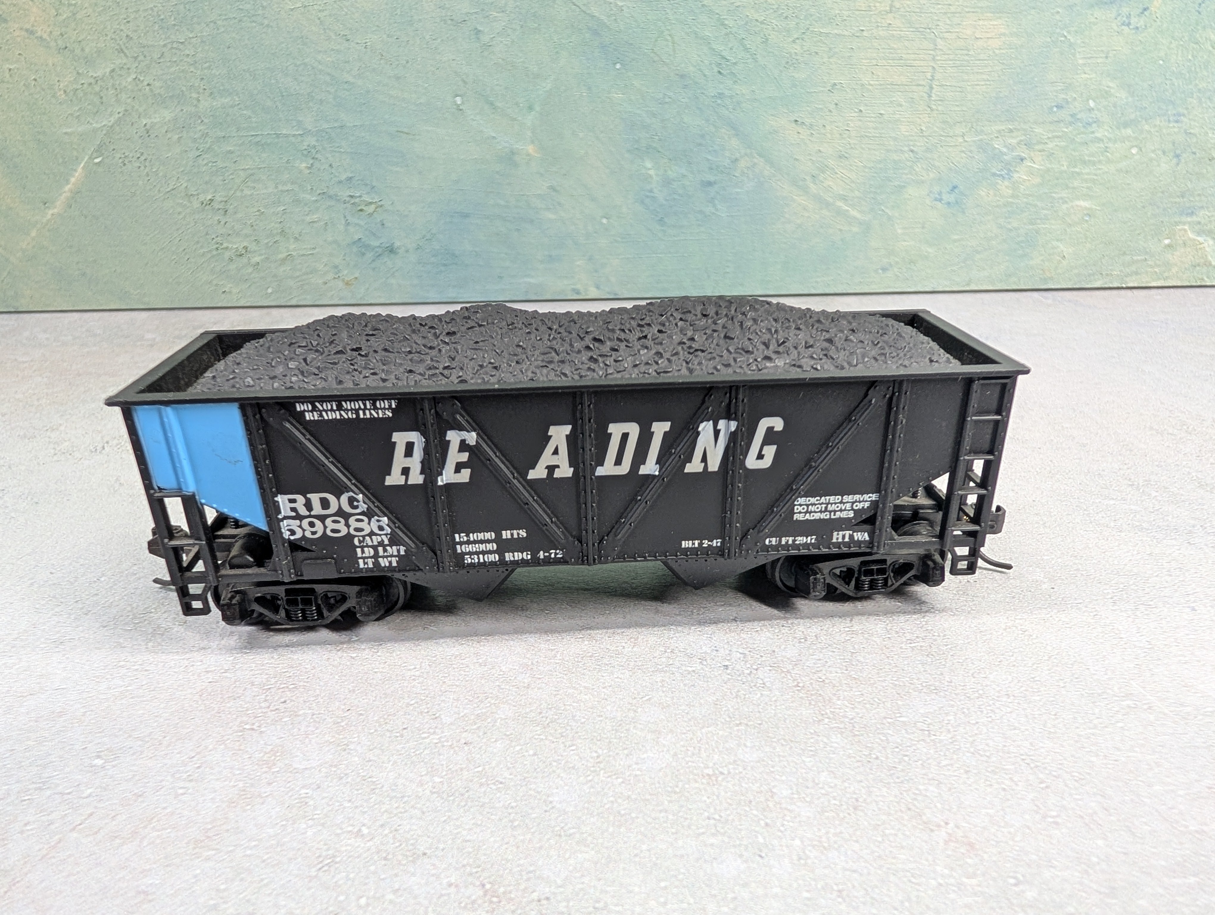 USED Mantua 729-521 HO Scale Heavy 32' Hopper Blue Panel Reading RDG #59886