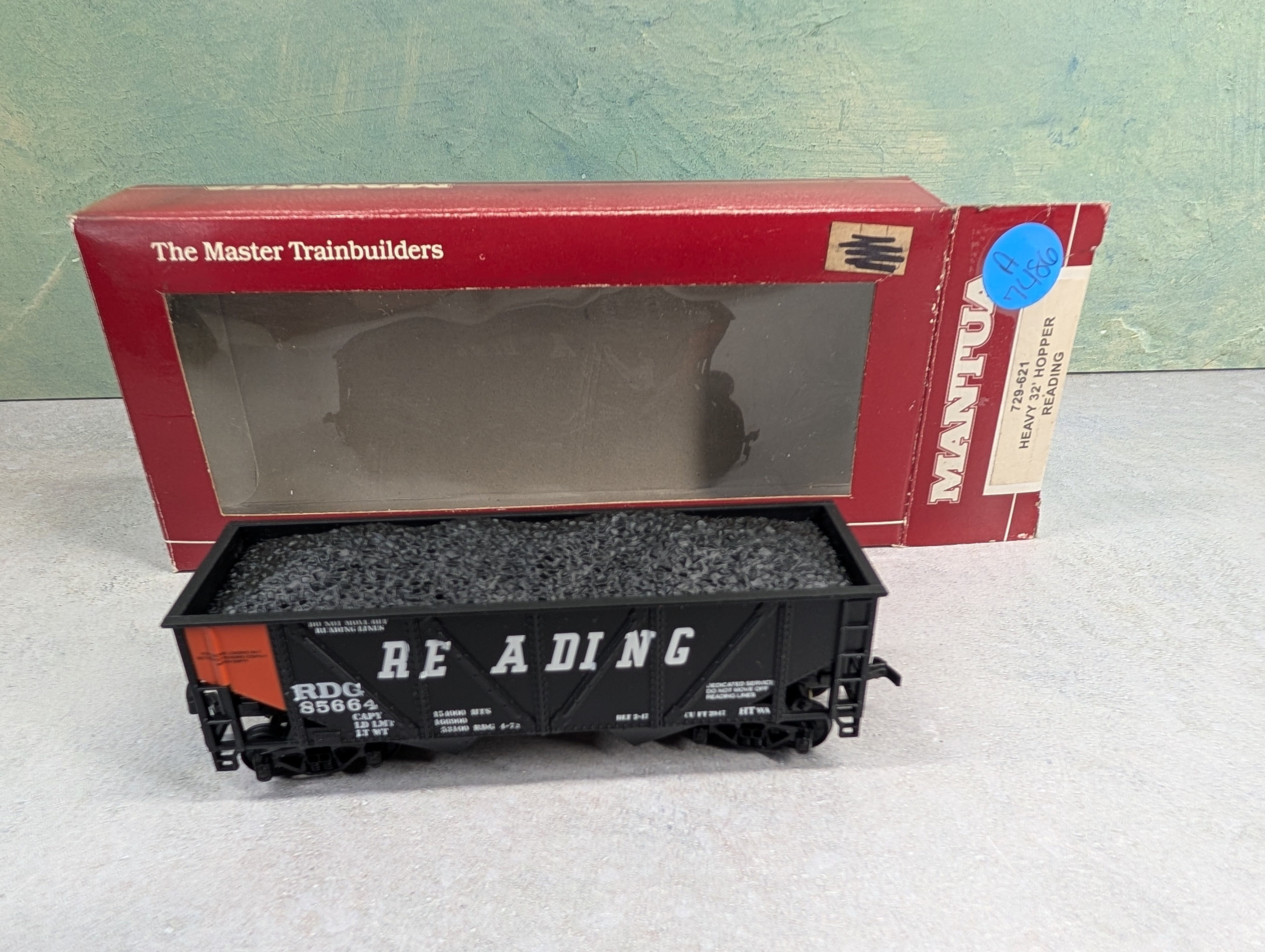 USED Mantua 729-621 HO Scale Heavy 32' Hopper Orange Panel Reading RDG #85664