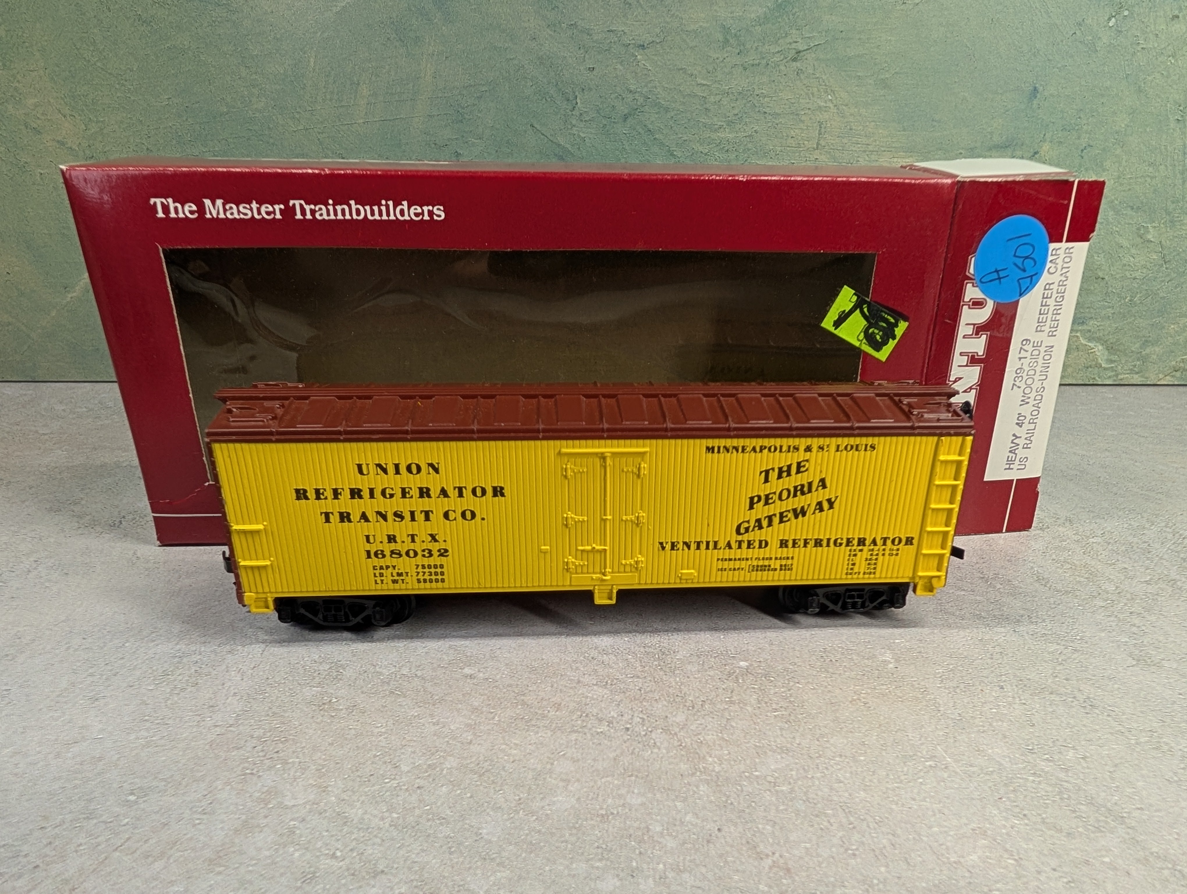 USED Mantua 739-179 HO Scale Heavy 40' Woodside Reefer Car Union Refrigerator Transit Co URTX #168032