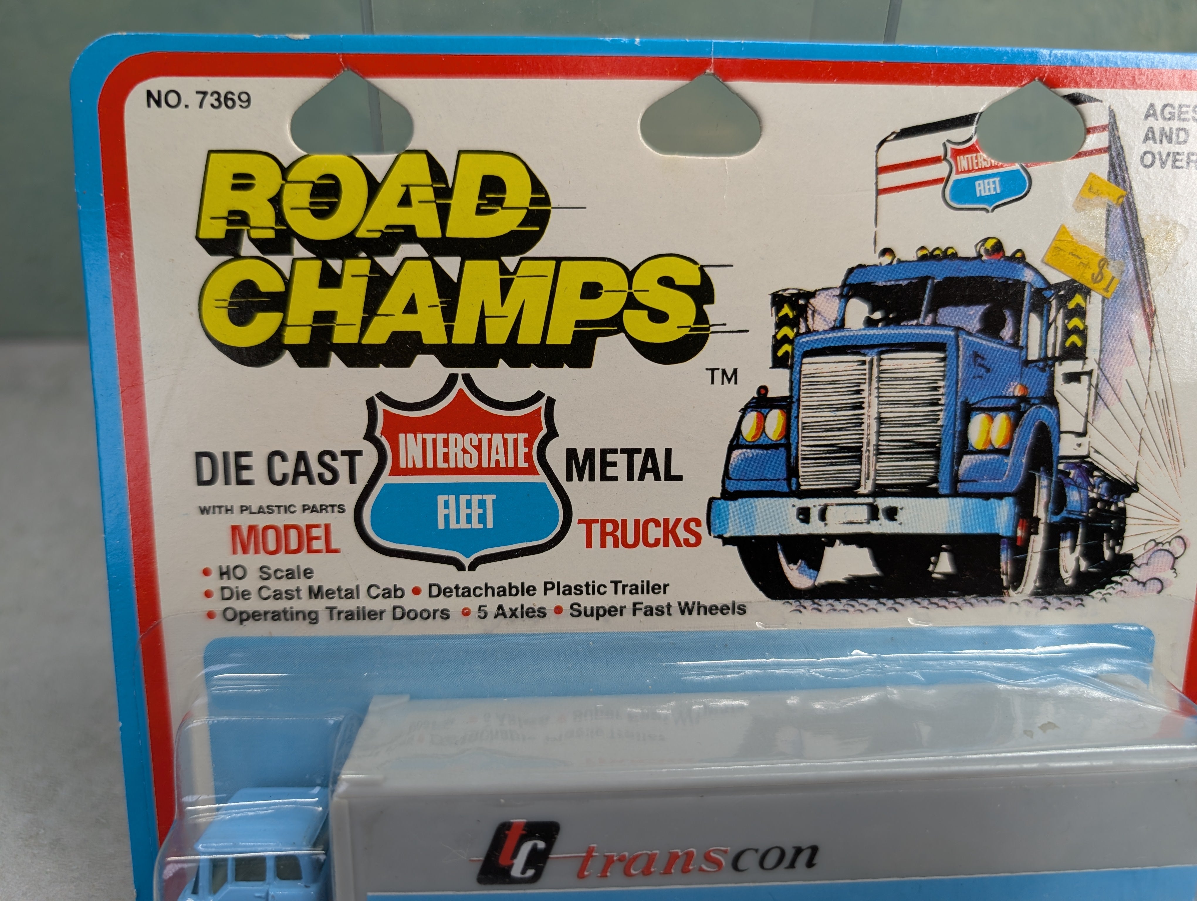 USED Road Champs 7369 HO Scale Interstate Fleet DieCast Trailer and Metal Cab Transcon