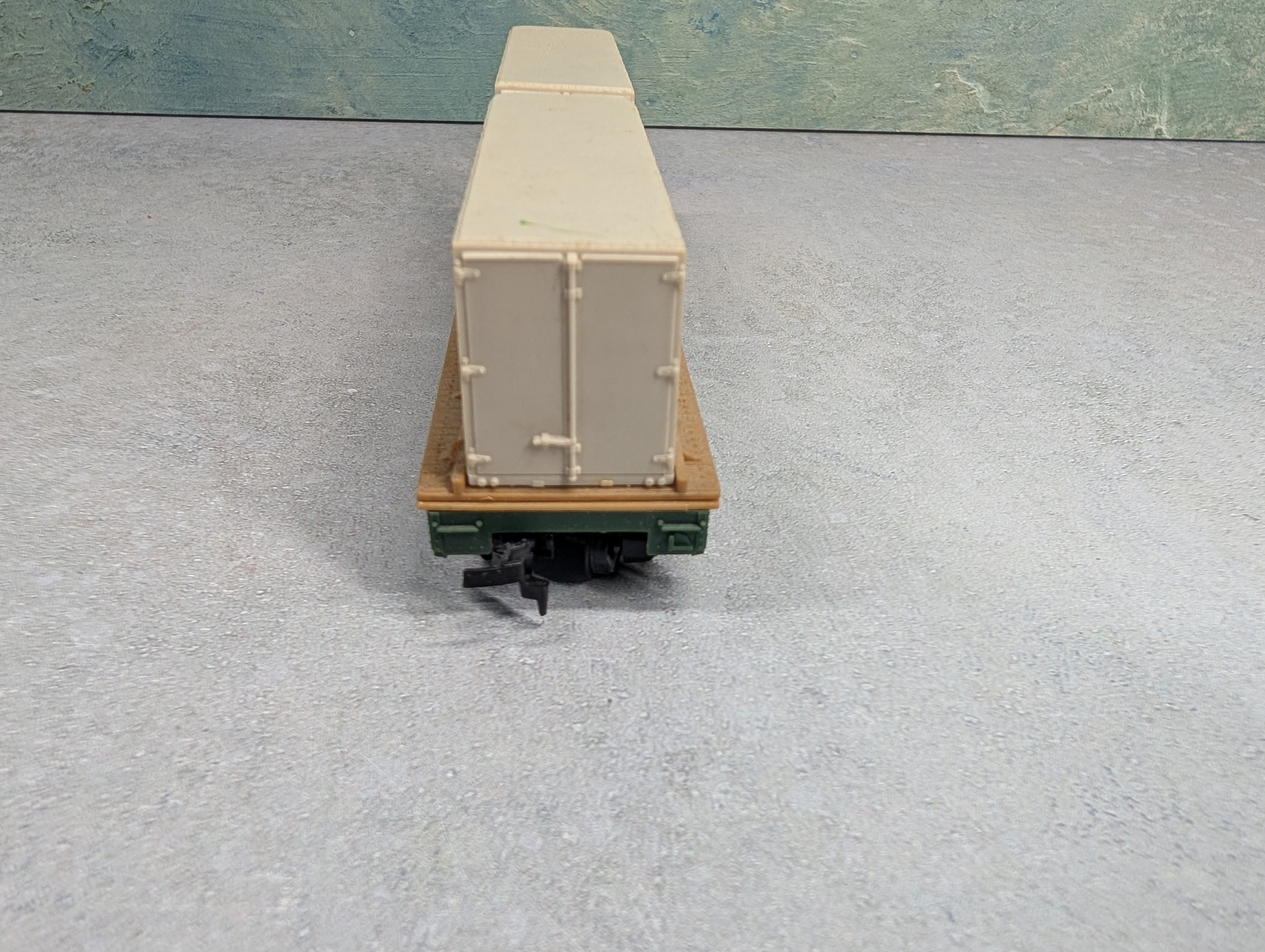 USED Mantua HO Scale 50' Flat Car w/ Trailers Santa Fe ATSF #90806