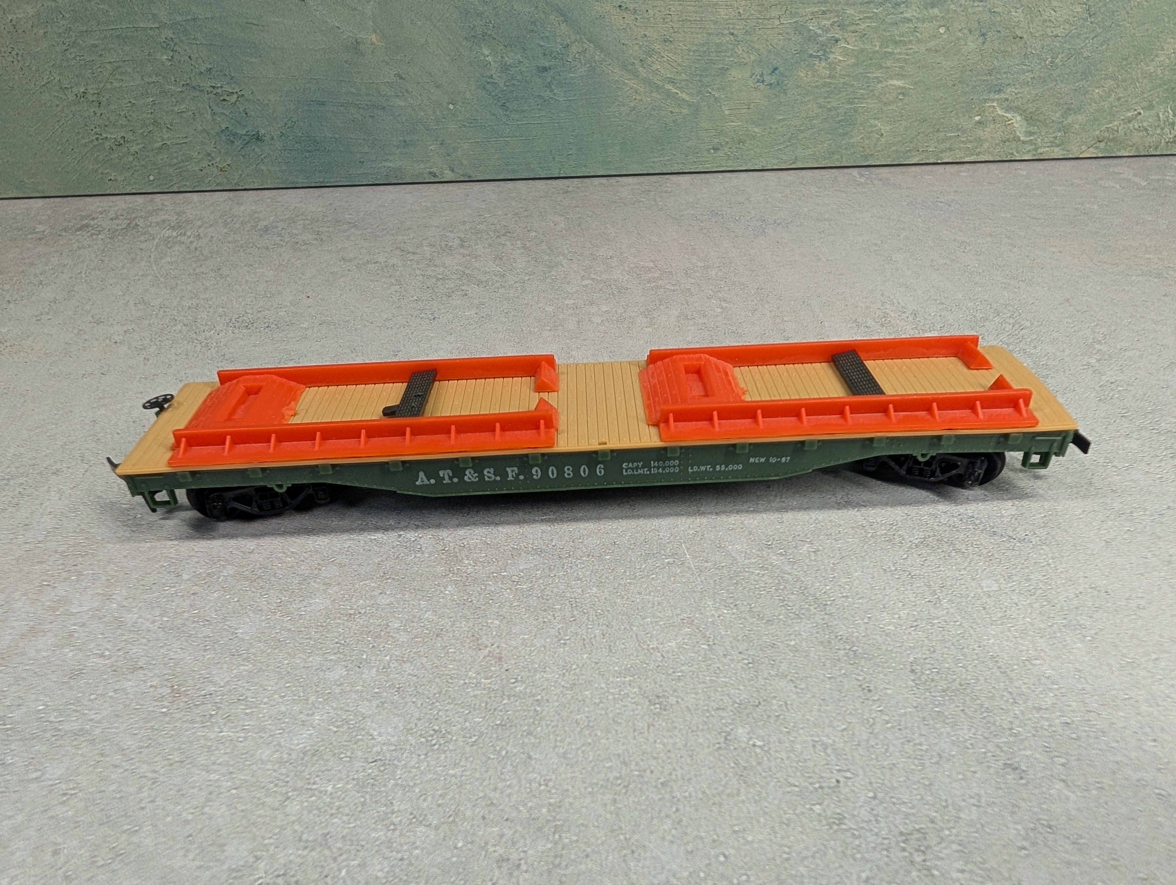 USED Tyco HO Scale 50' Flat Car Santa Fe ATSF #90806
