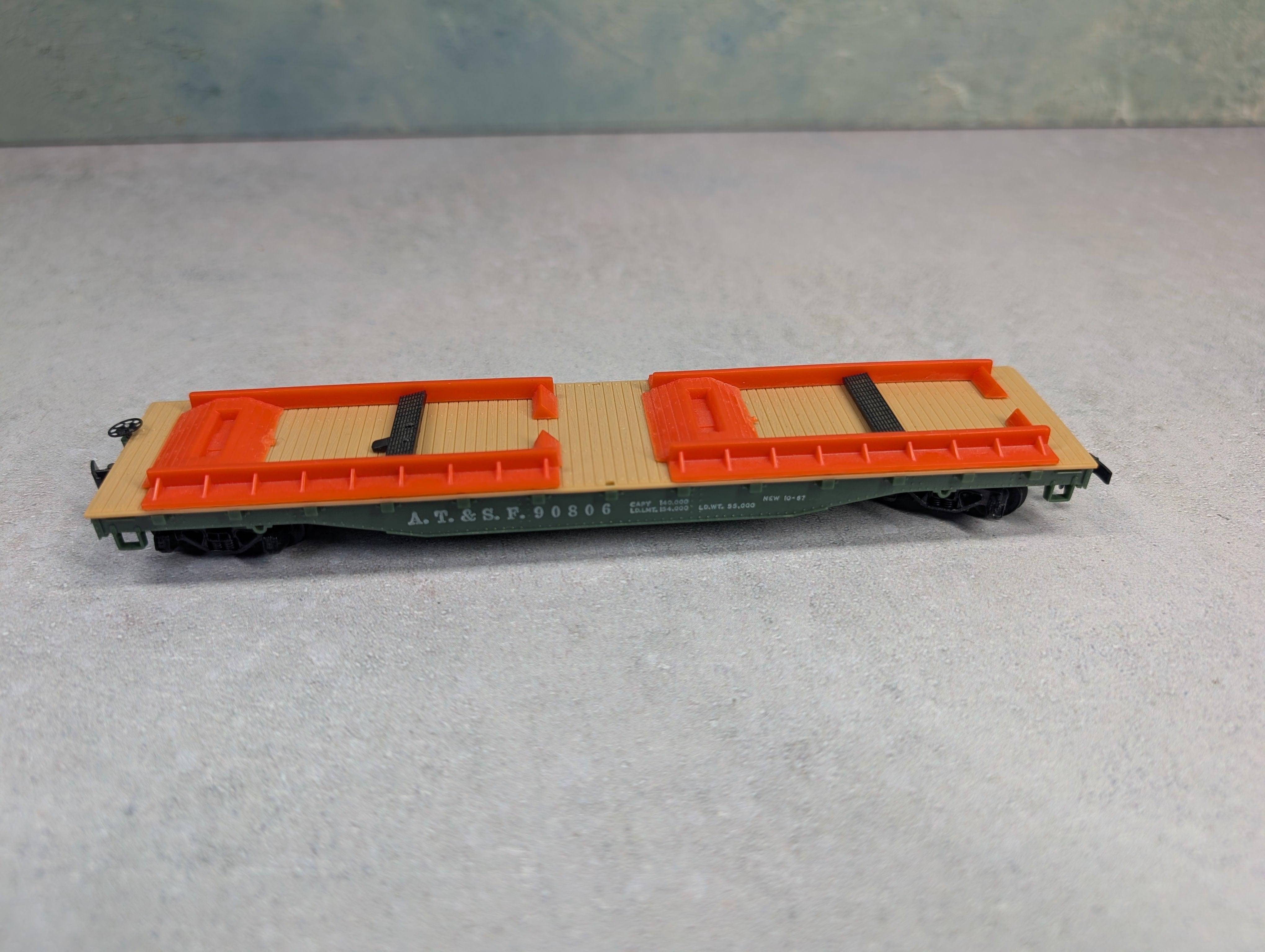 USED Tyco HO Scale 50' Flat Car Santa Fe ATSF #90806