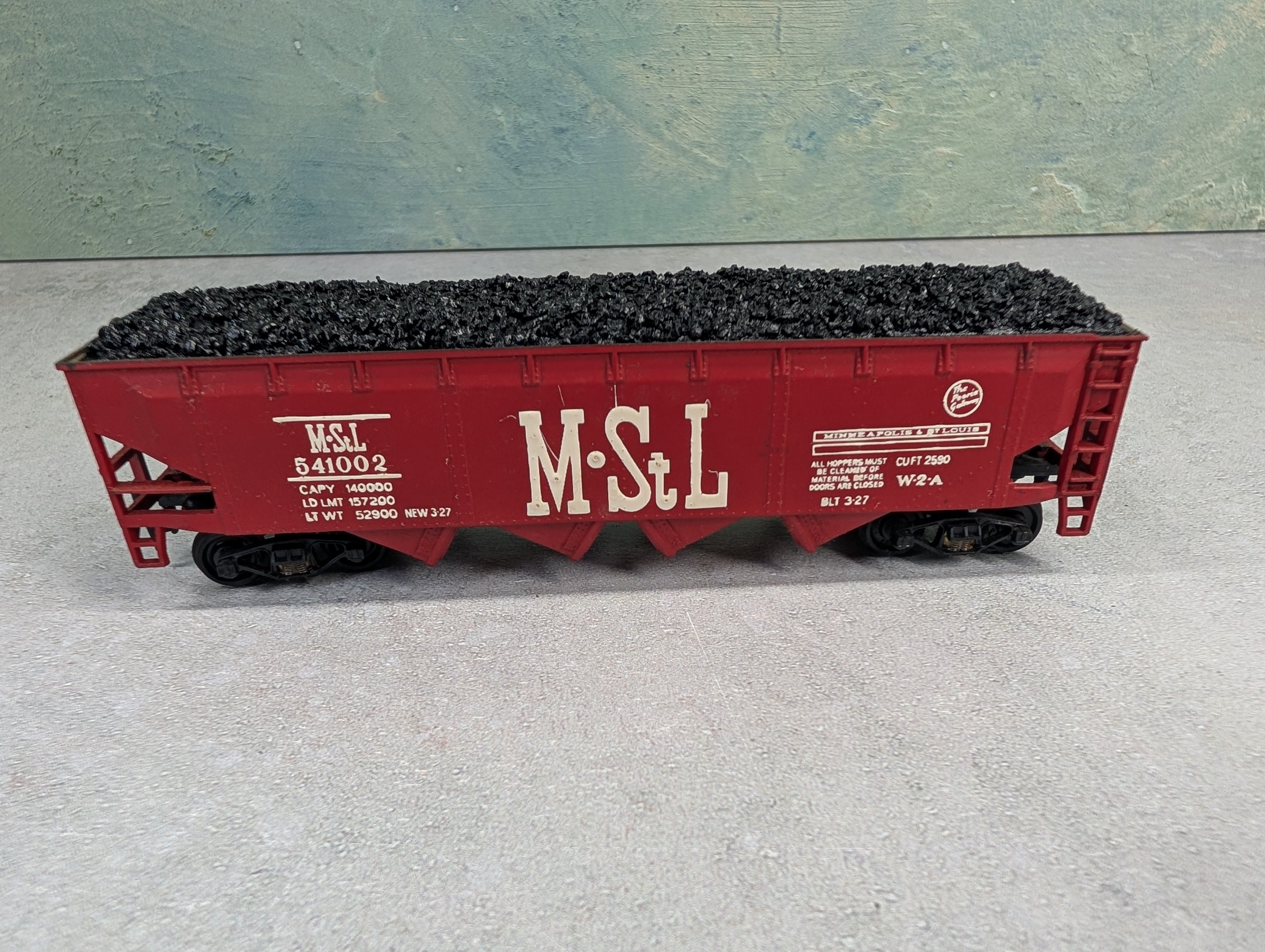 USED HO Scale Quad Hopper Minneapolis & St Louis MStL #541002 w/ Coal Load