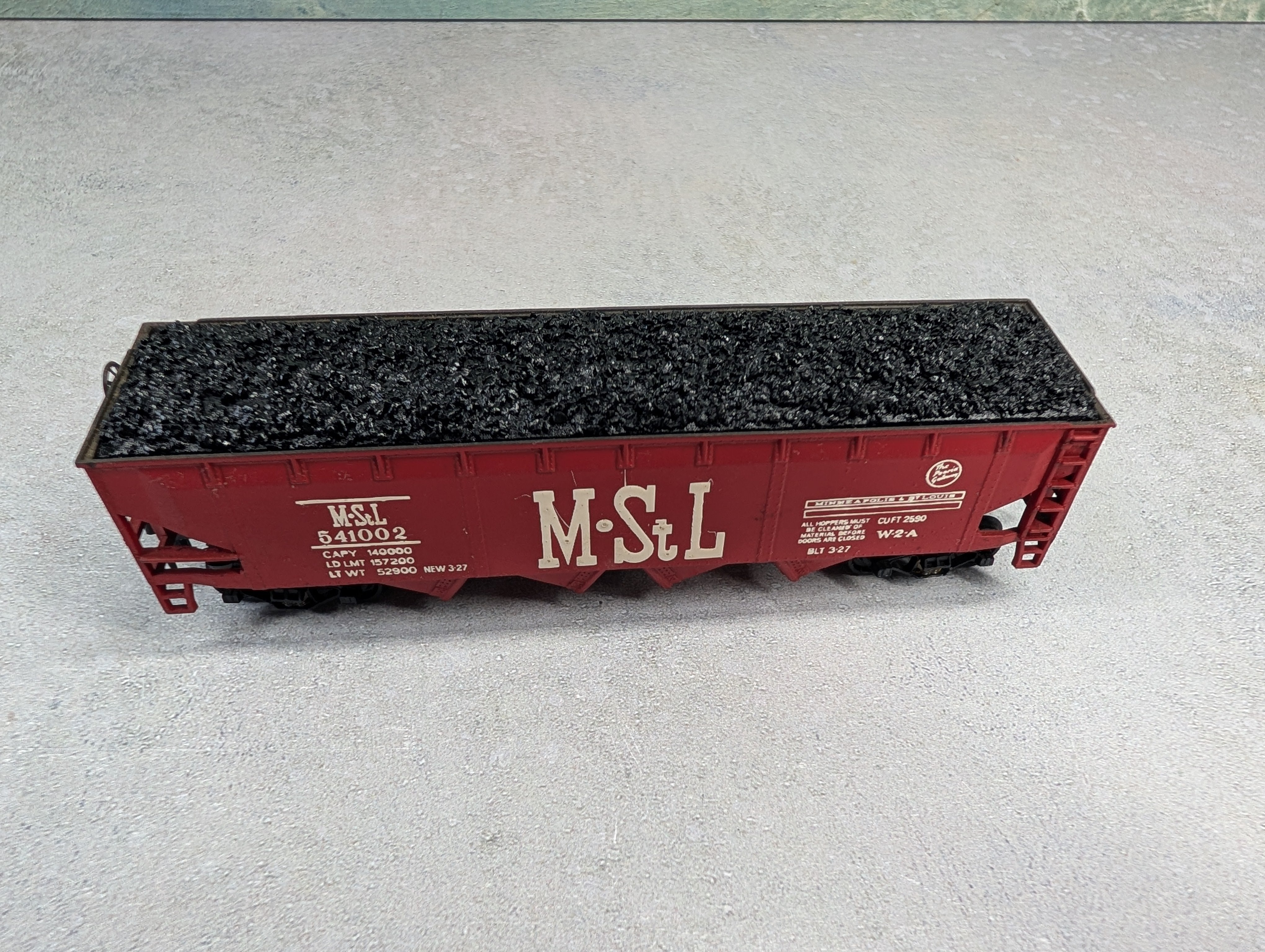 USED HO Scale Quad Hopper Minneapolis & St Louis MStL #541002 w/ Coal Load