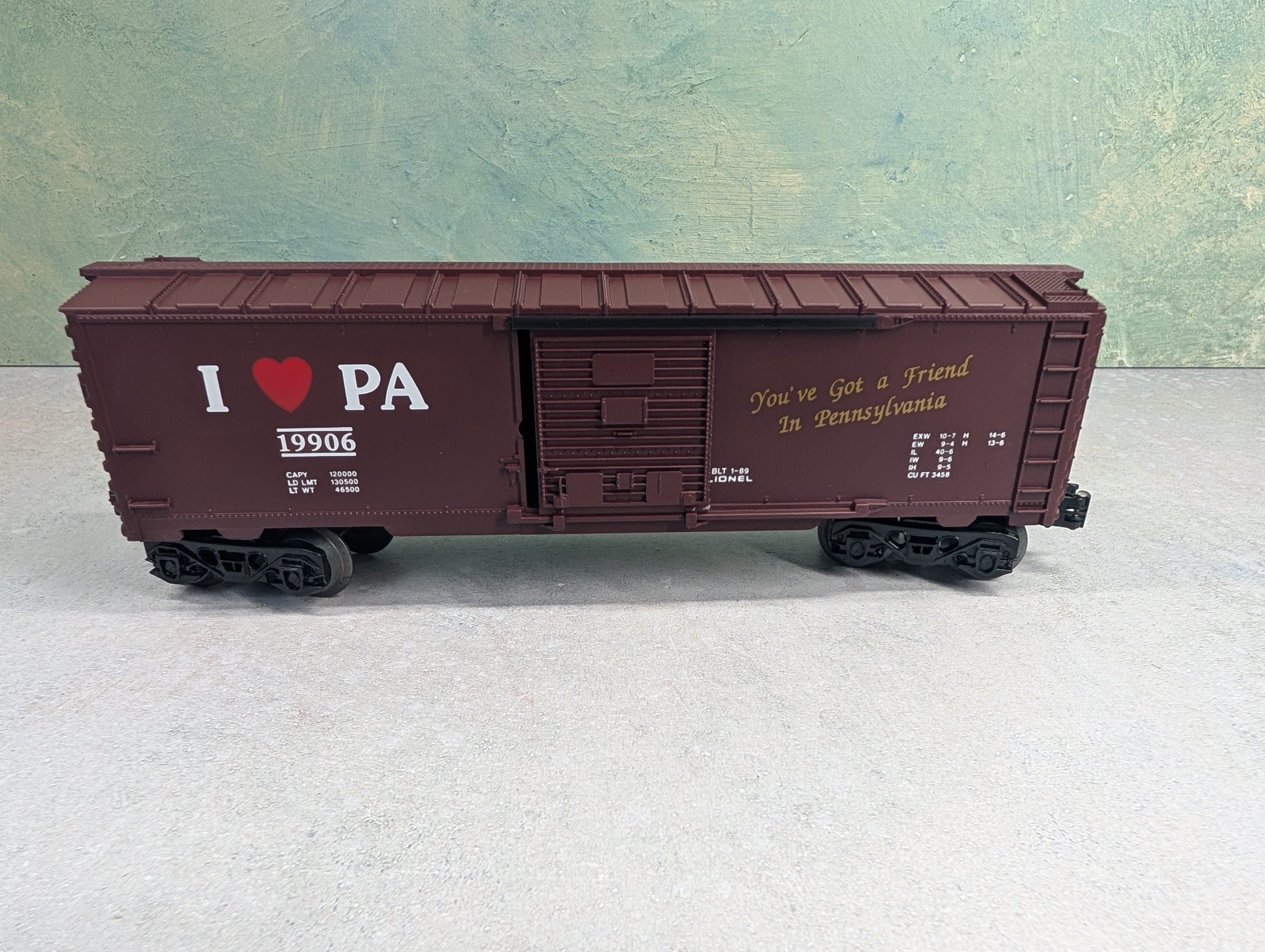 USED Lionel 6-19906 O Box Car I Love Pennsylvania #19906