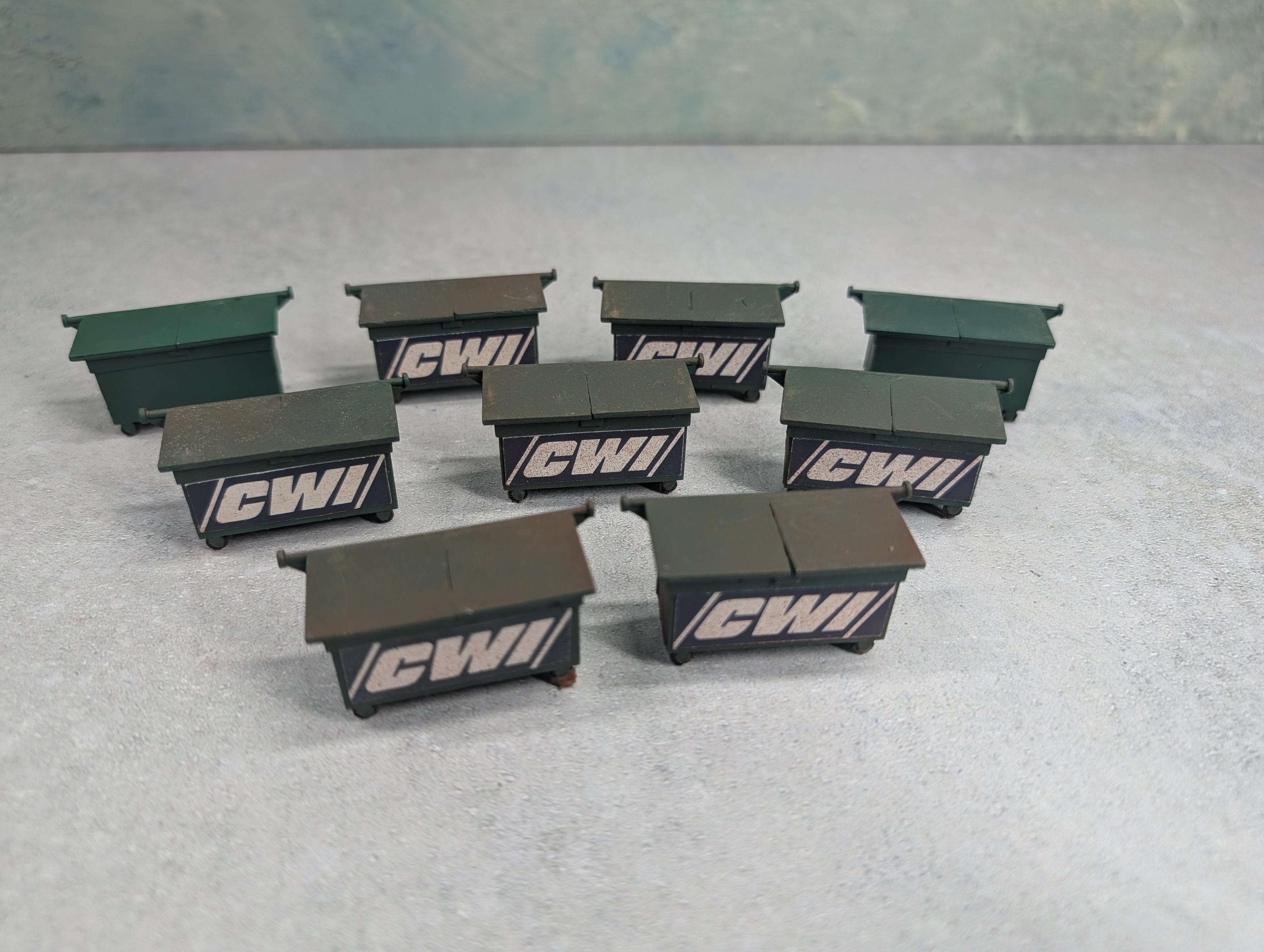 USED O Lot of Green Metal Dumpsters (9 pcs)