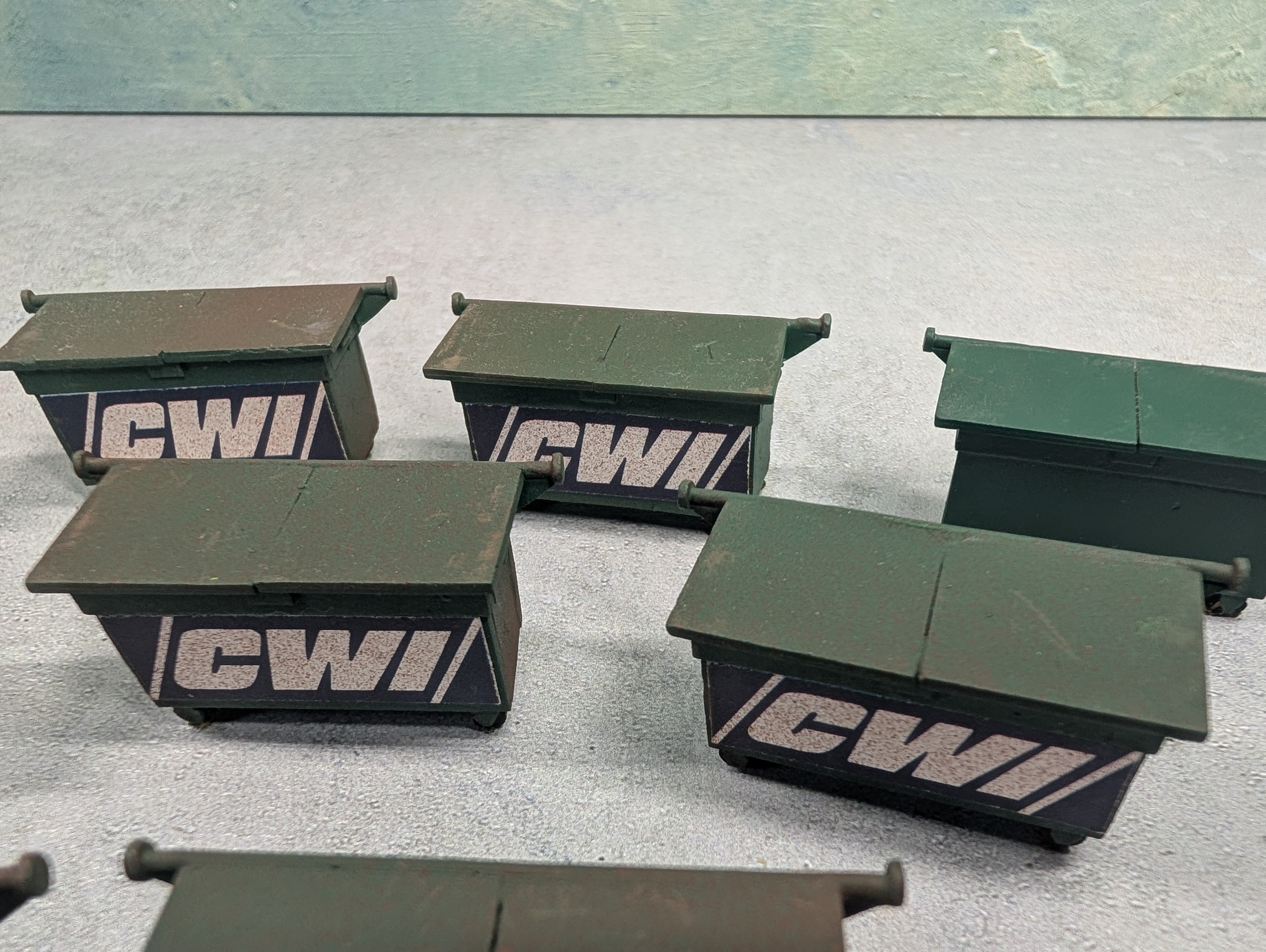 USED O Lot of Green Metal Dumpsters (9 pcs)