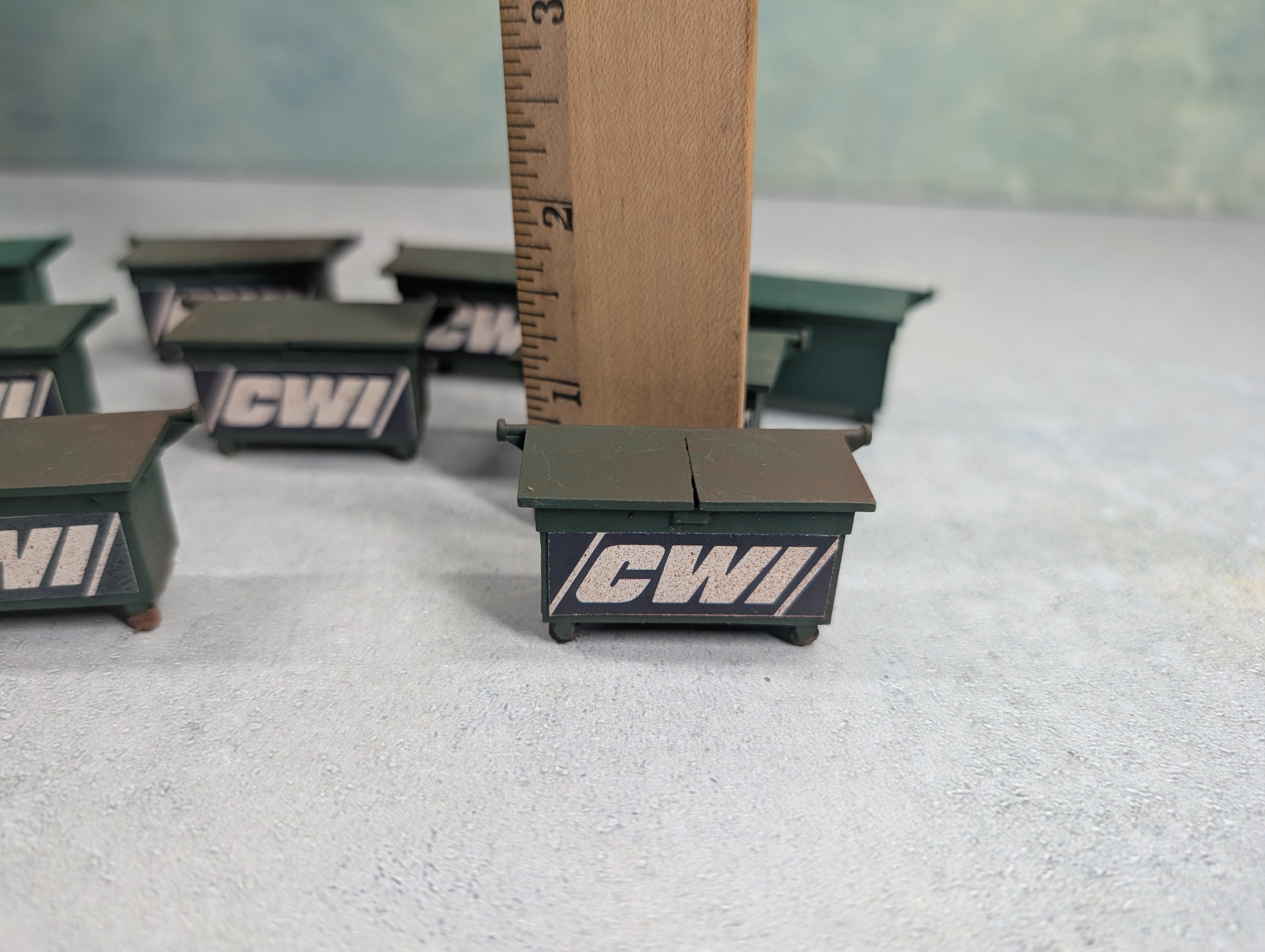 USED O Lot of Green Metal Dumpsters (9 pcs)