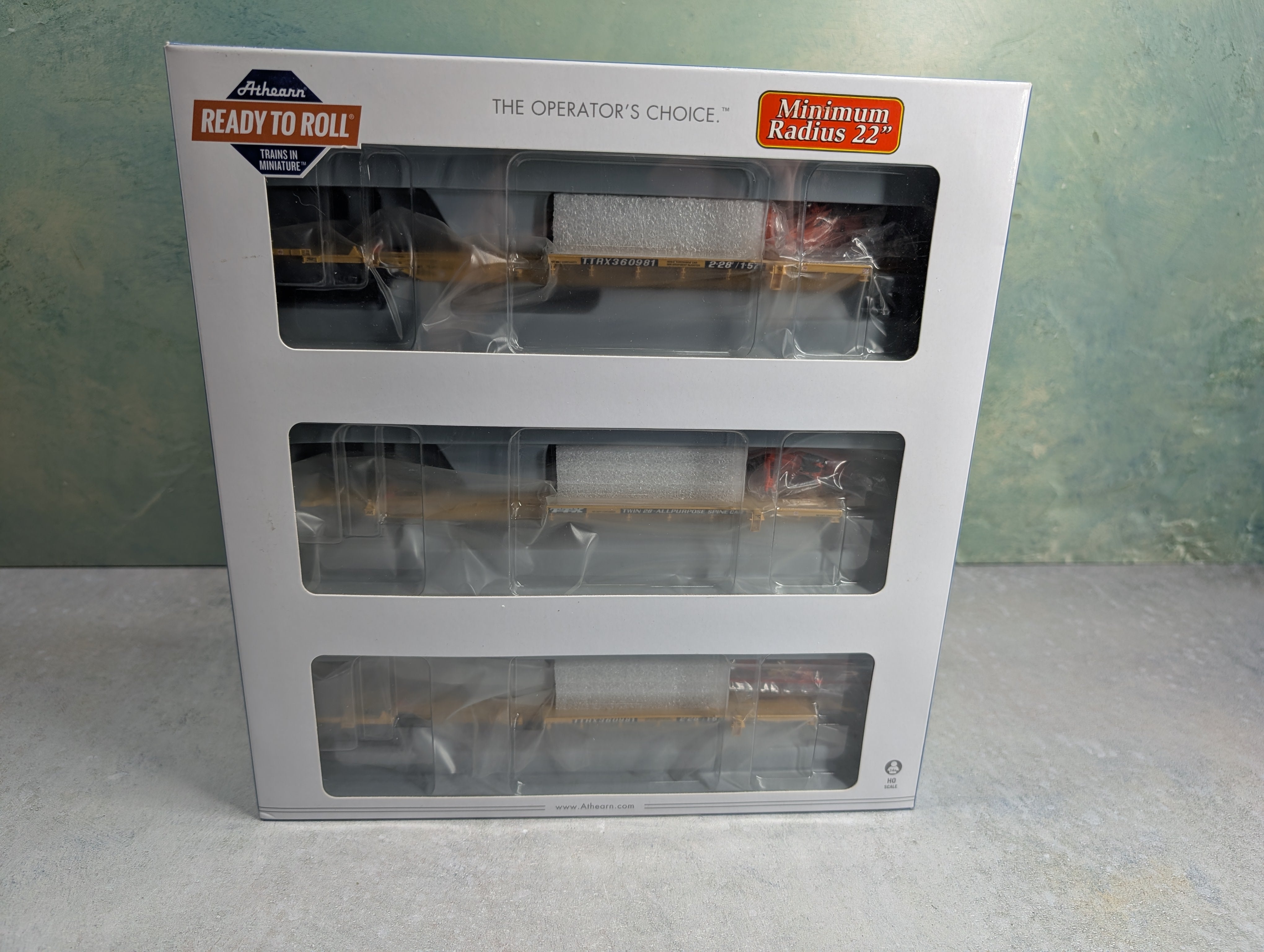 USED Athearn 28922 HO Scale Trinity 57' All-Purpose 3 Unit Spine Car TTX #360981