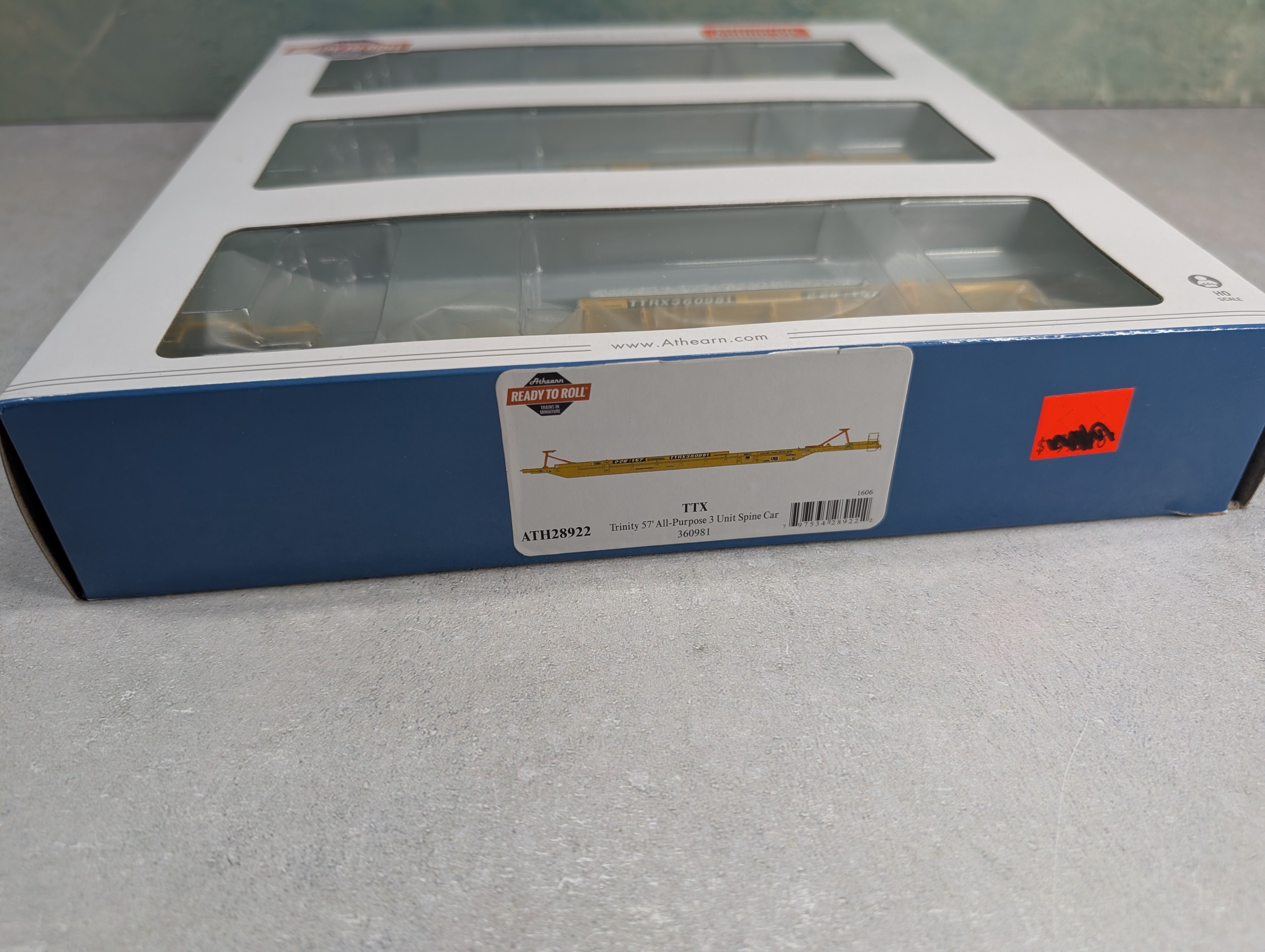 USED Athearn 28922 HO Scale Trinity 57' All-Purpose 3 Unit Spine Car TTX #360981