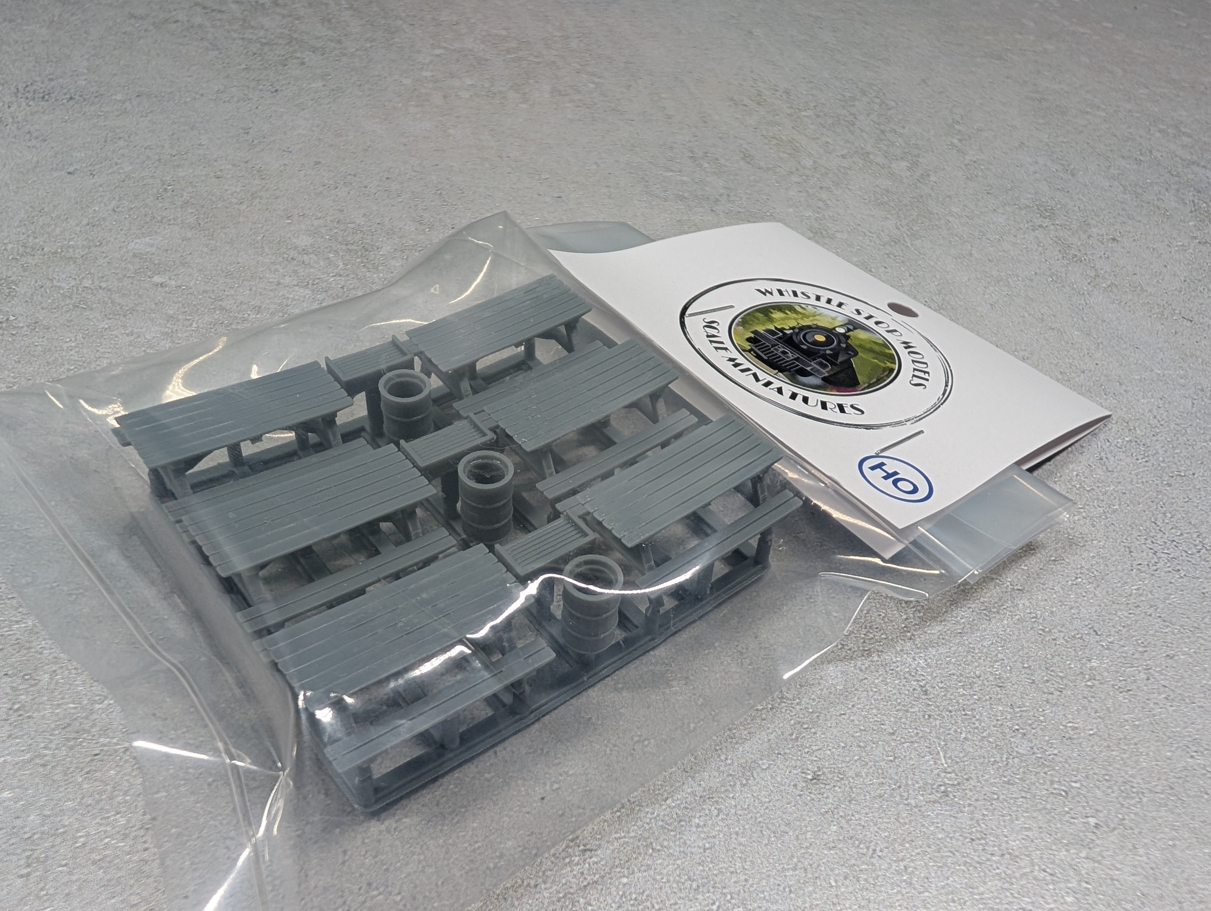 Whistle Stop Models HO1024 HO Scale Camp Site Picnic Tables and Grills, 3D Printed, Highly Detailed