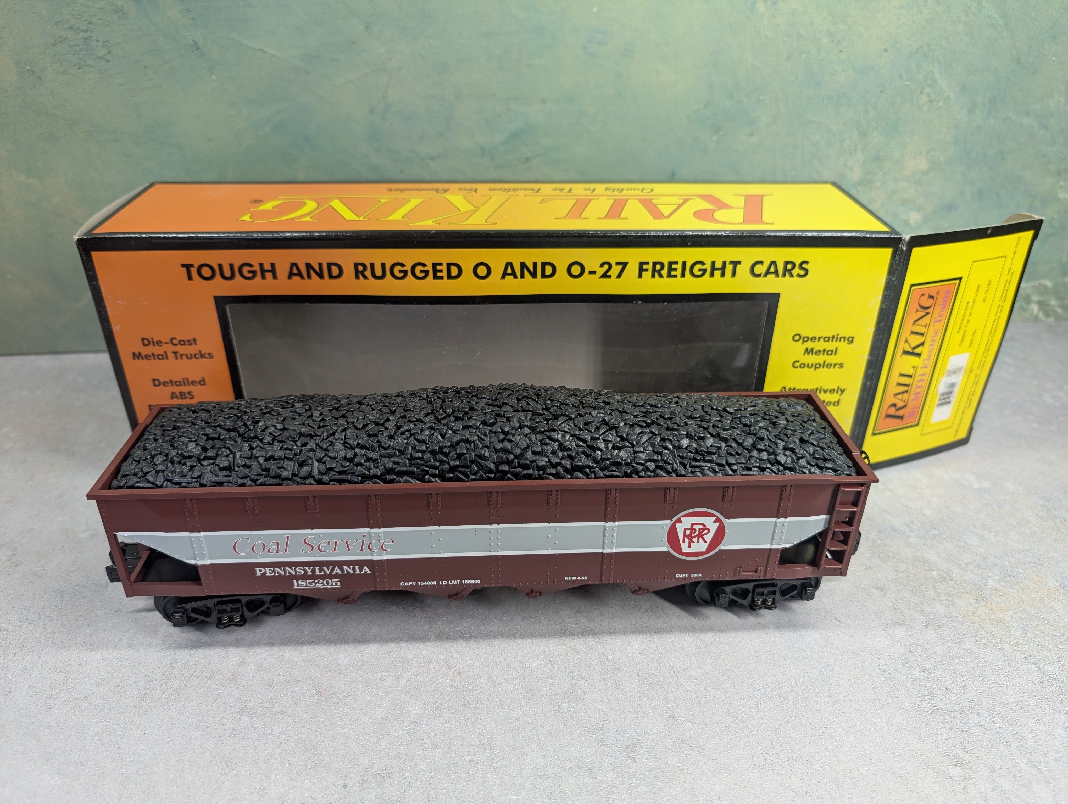 USED MTH Rail King 30-75187 O Hopper Car w/ Coal Load Pennsylvania #185205 Coal Service