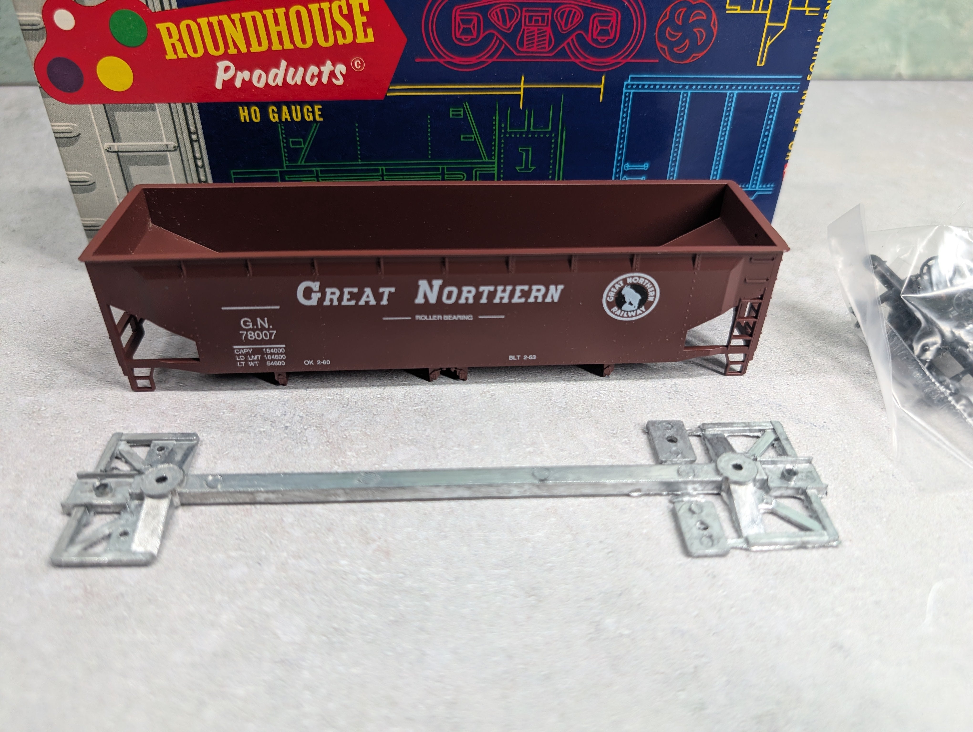 USED Roundhouse 7736 HO Scale Ballast Hopper Great Northern GN #78007 Large Letters KIT