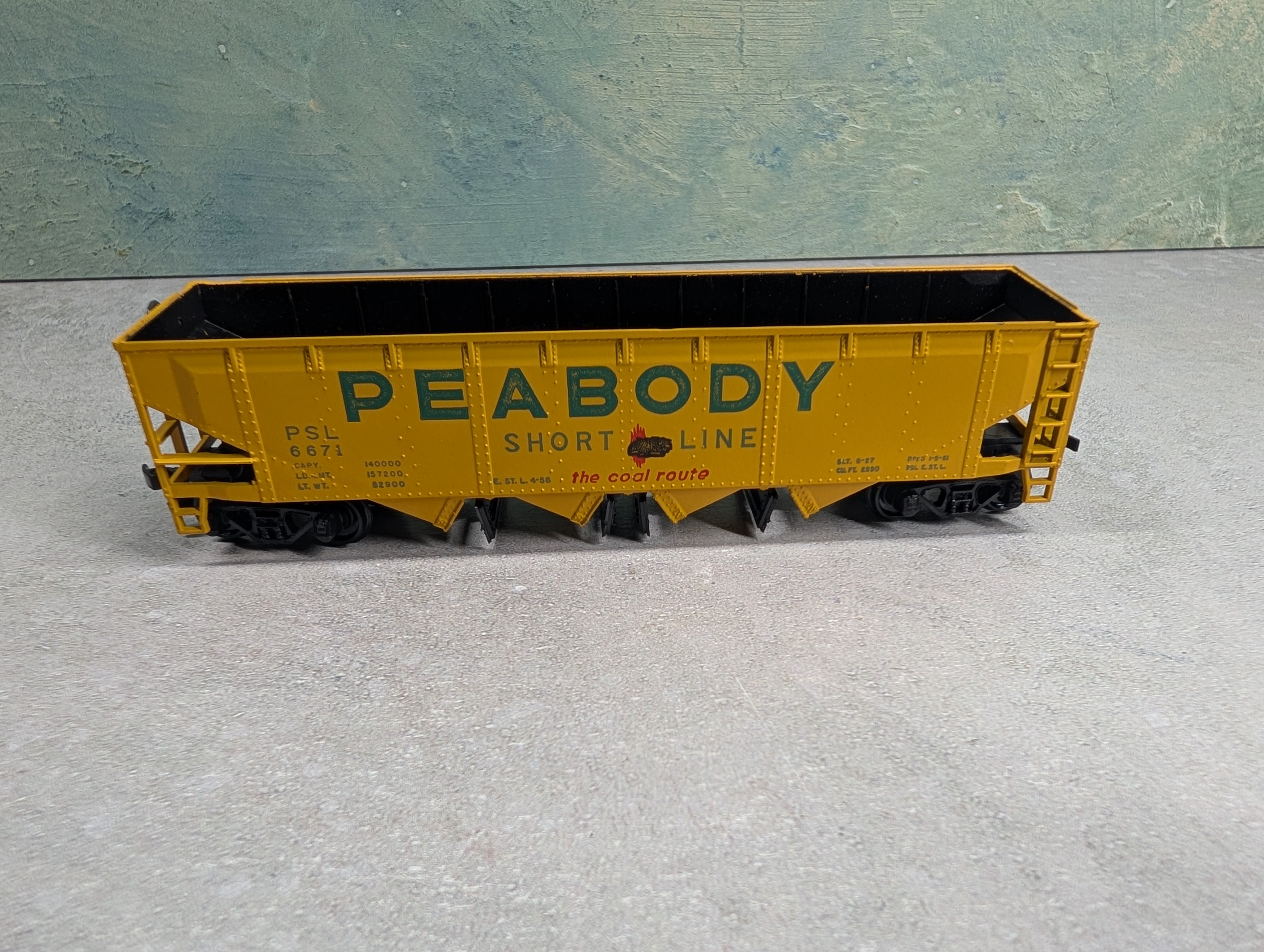 USED Athearn 1756 HO Scale Operating Quad Hopper Peabody Short Line PSL #6671 KIT