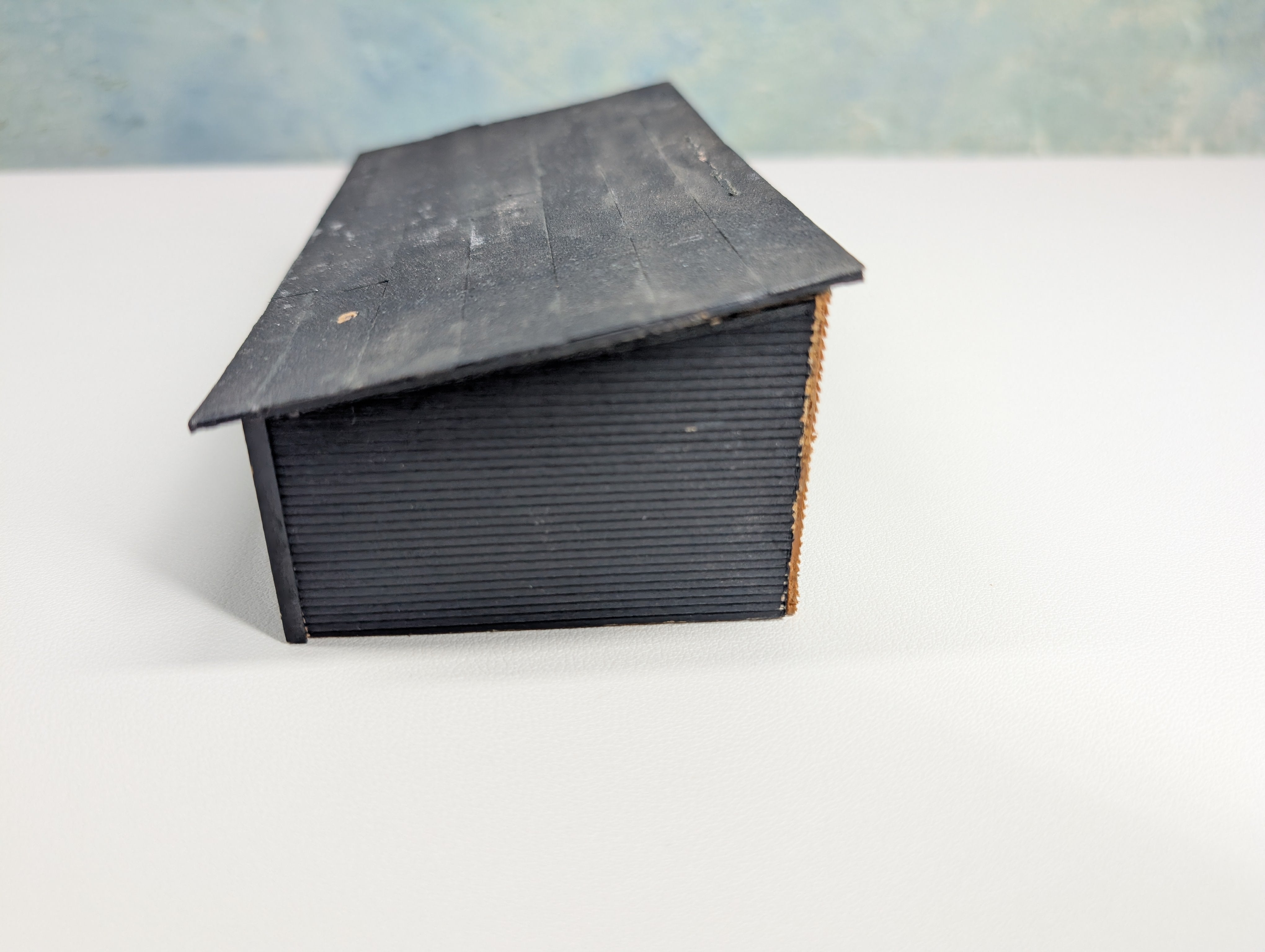 USED HO Scale Black Scratch Built Open Garage, Storage for Large Equipment