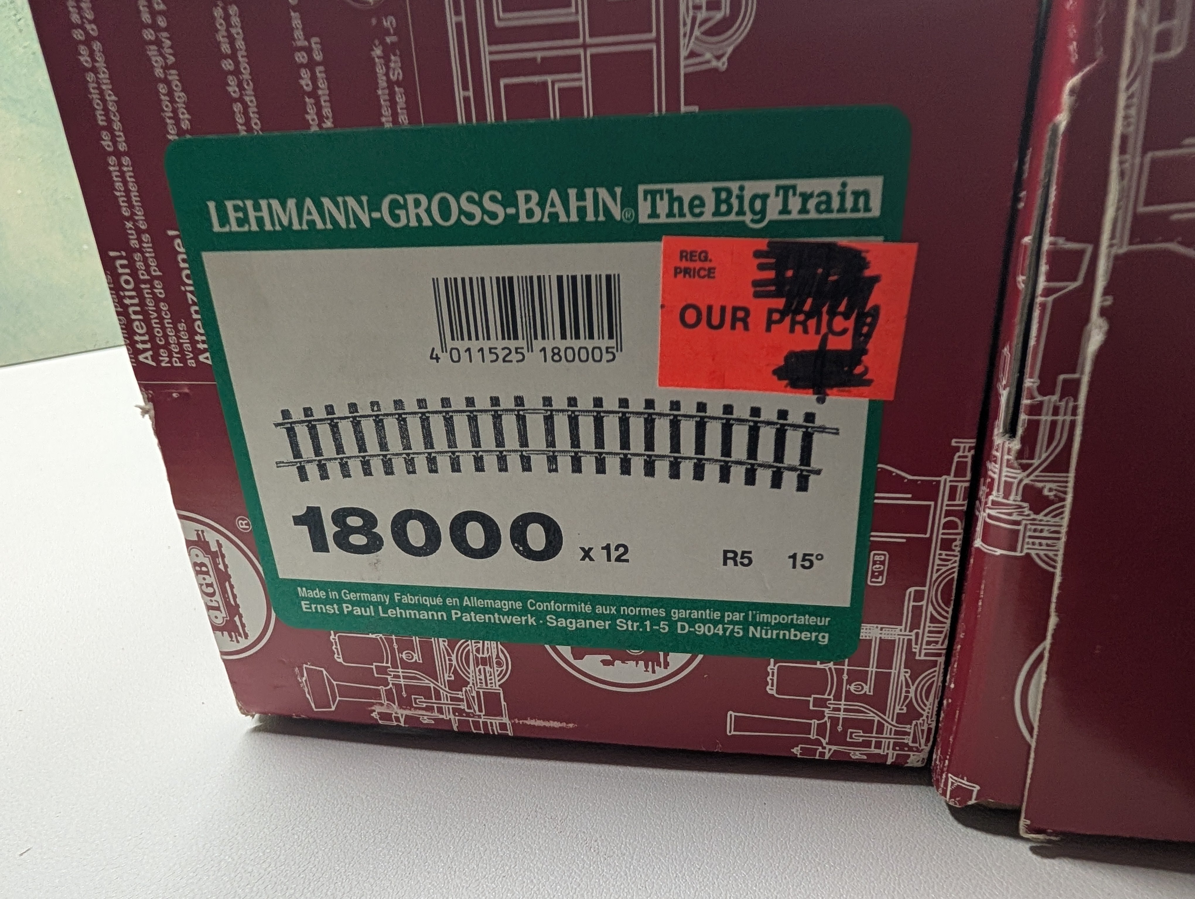 USED LGB 18000 G Scale R5 15 Degree Curved Track (24 pcs)