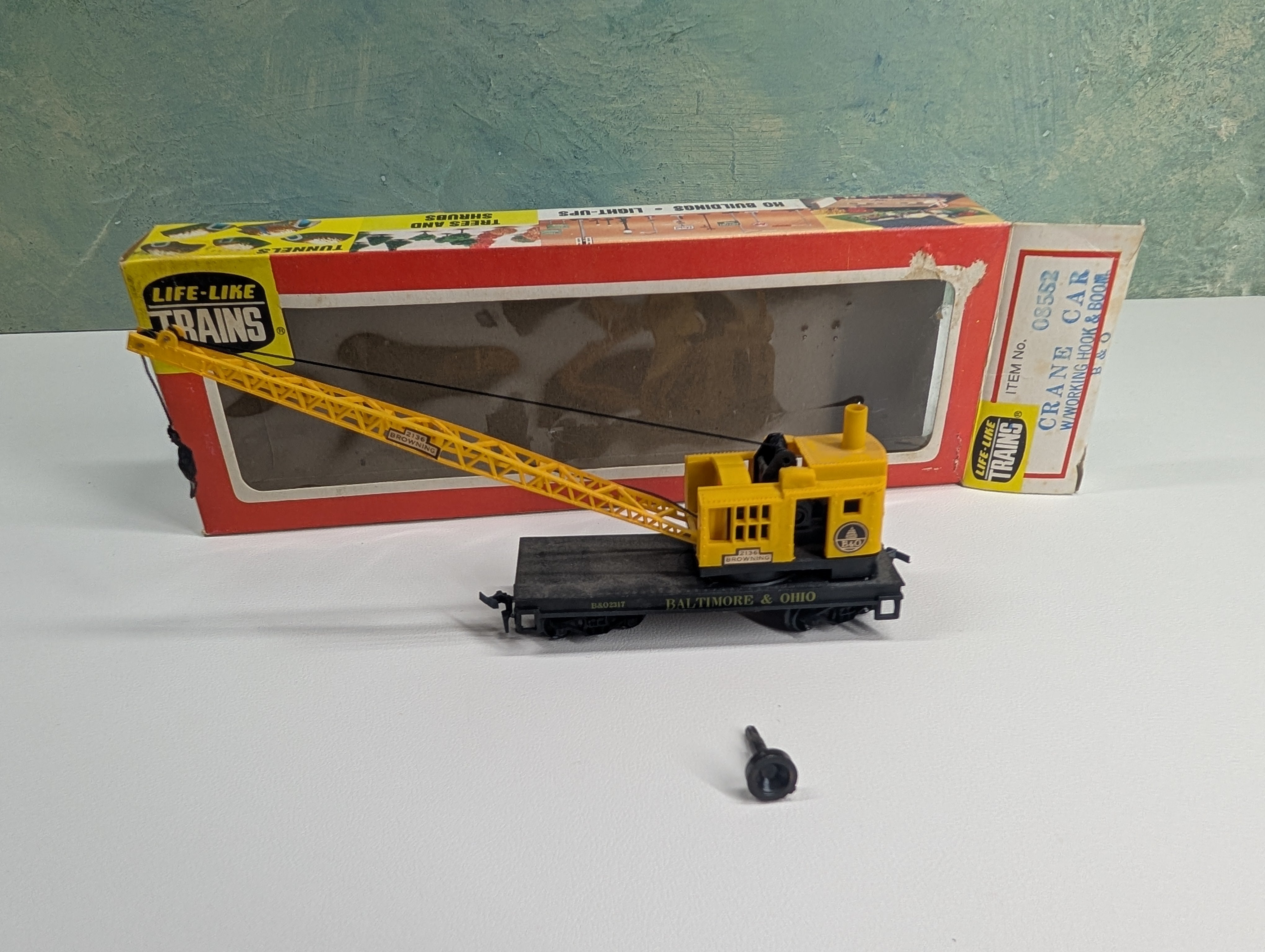 USED Life-Like 8528 HO Scale Crane Car w/ Hook & Boom Baltimore and Ohio B&O #2317