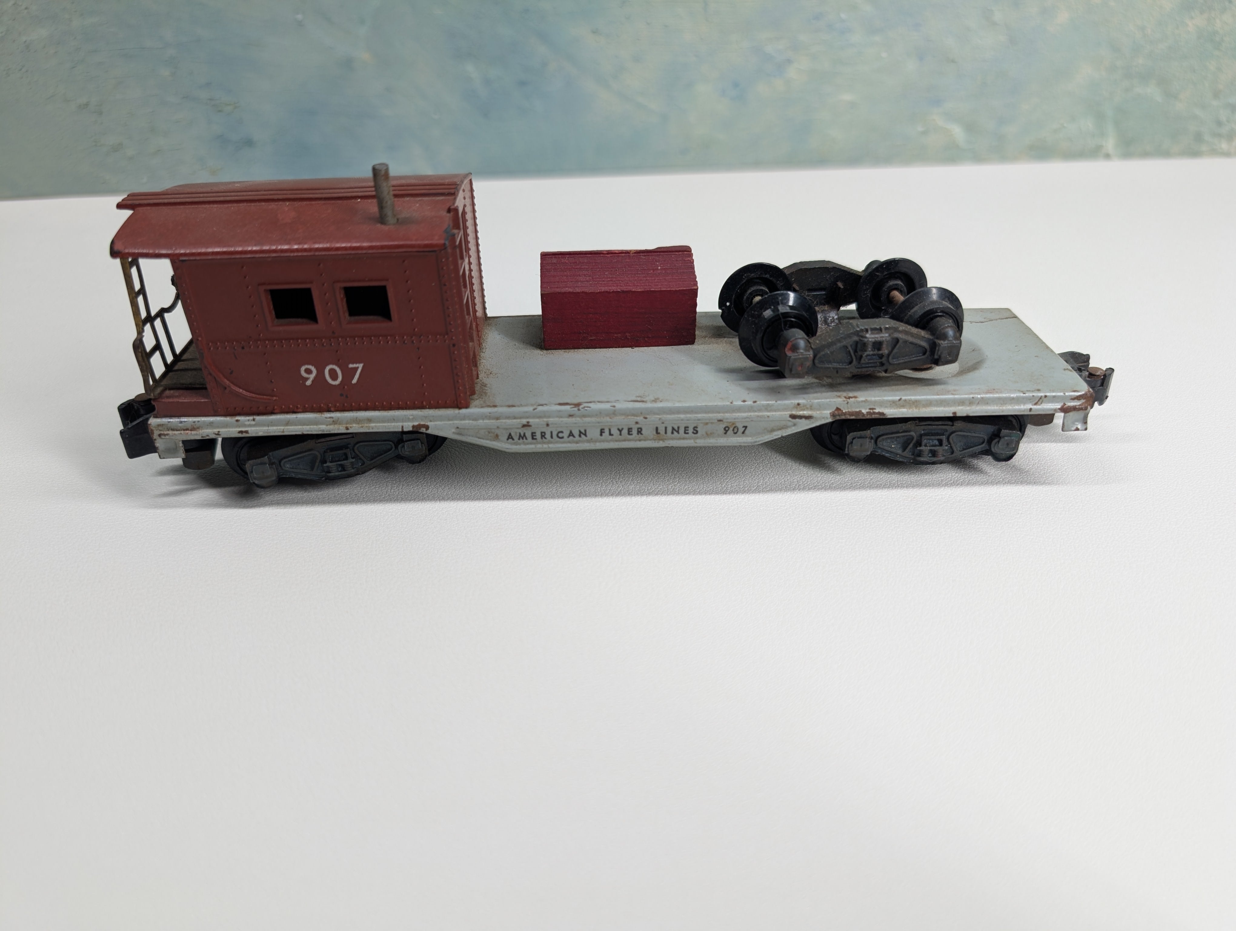 USED American Flyer S Scale Boom Car, Work Caboose #907