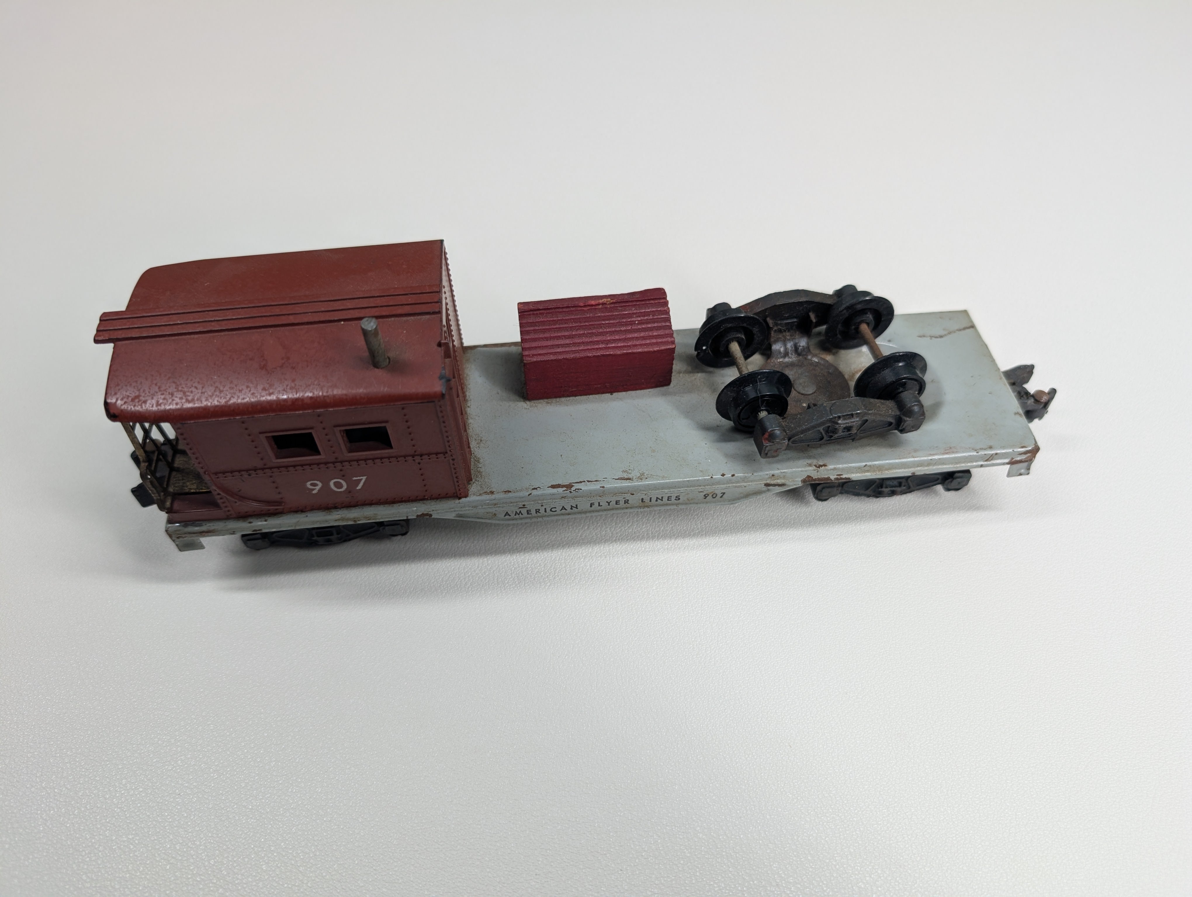 USED American Flyer S Scale Boom Car, Work Caboose #907